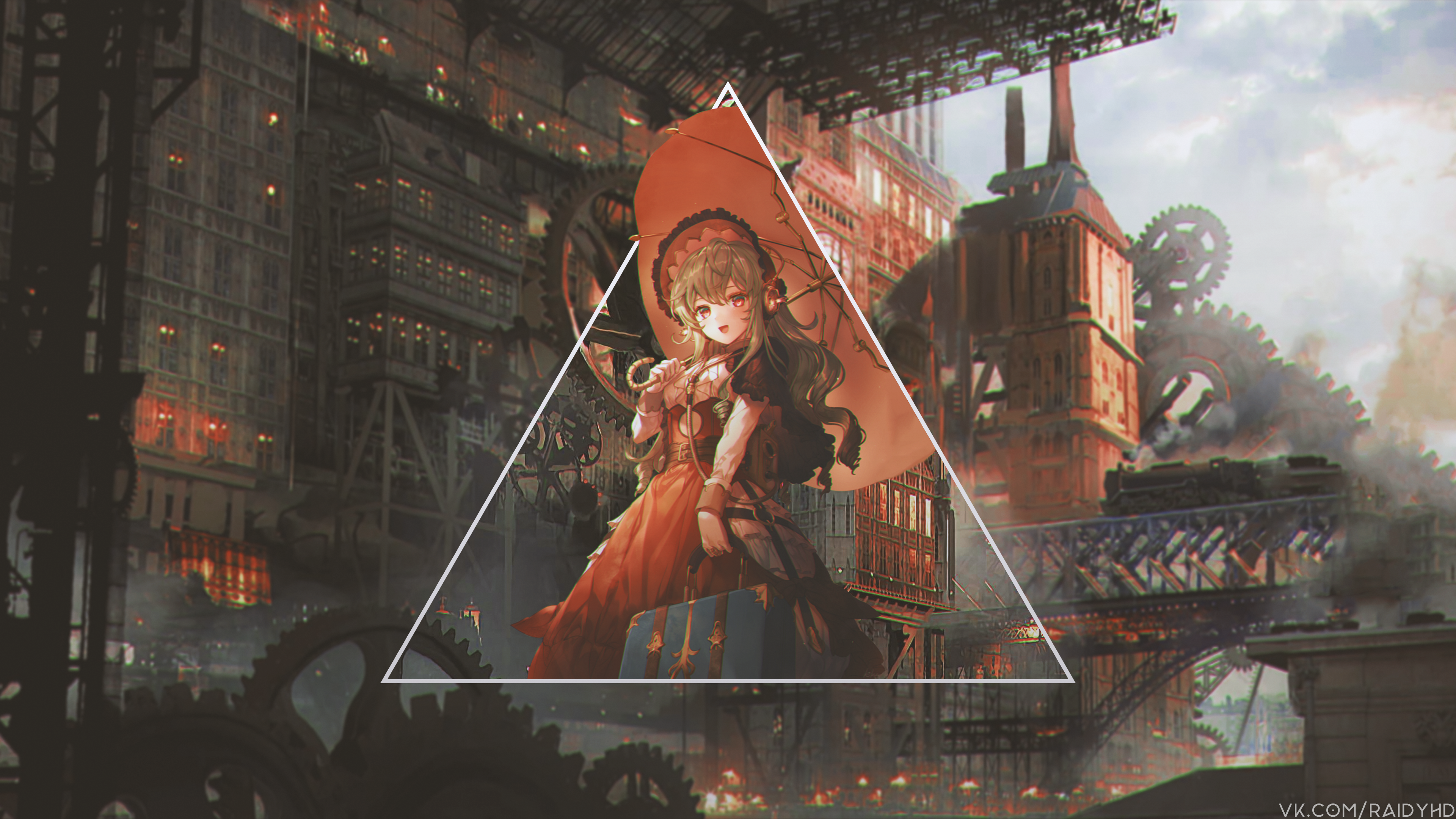 Anime 3840x2160 anime girls anime picture-in-picture steampunk umbrella