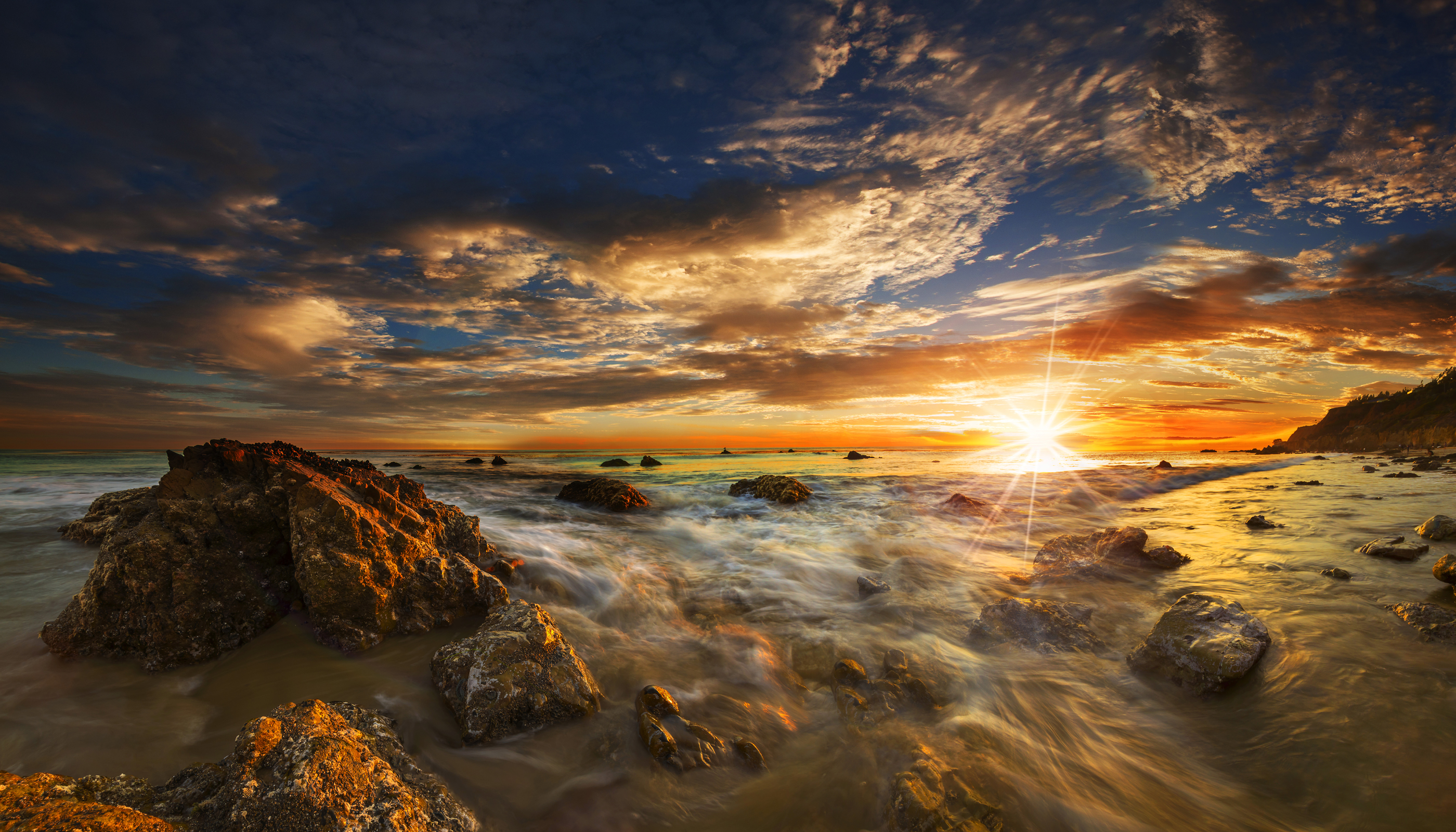 General 2800x1600 nature USA sea beach sky landscape sunrise sunset coast stones clouds