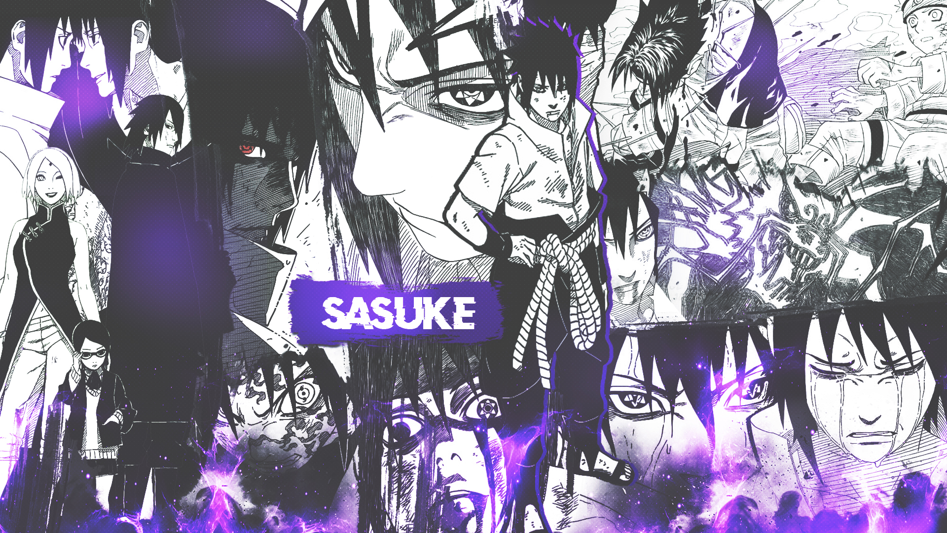 Anime 1920x1080 anime anime boys Uchiha Sasuke Naruto Shippuden manga DeviantArt collage black purple anime girls