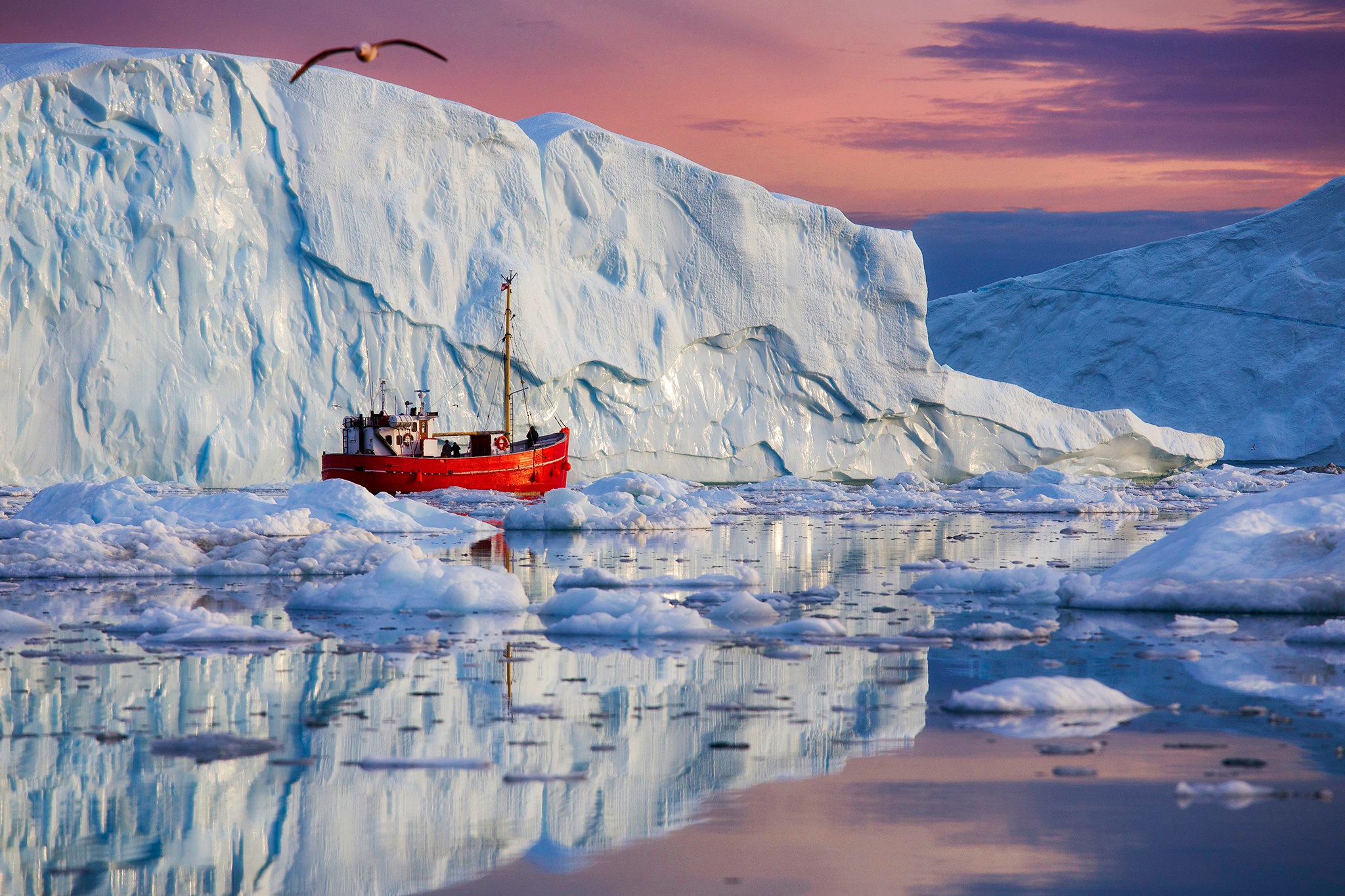 General 2048x1365 Greenland ice reflection nature sea vehicle boat
