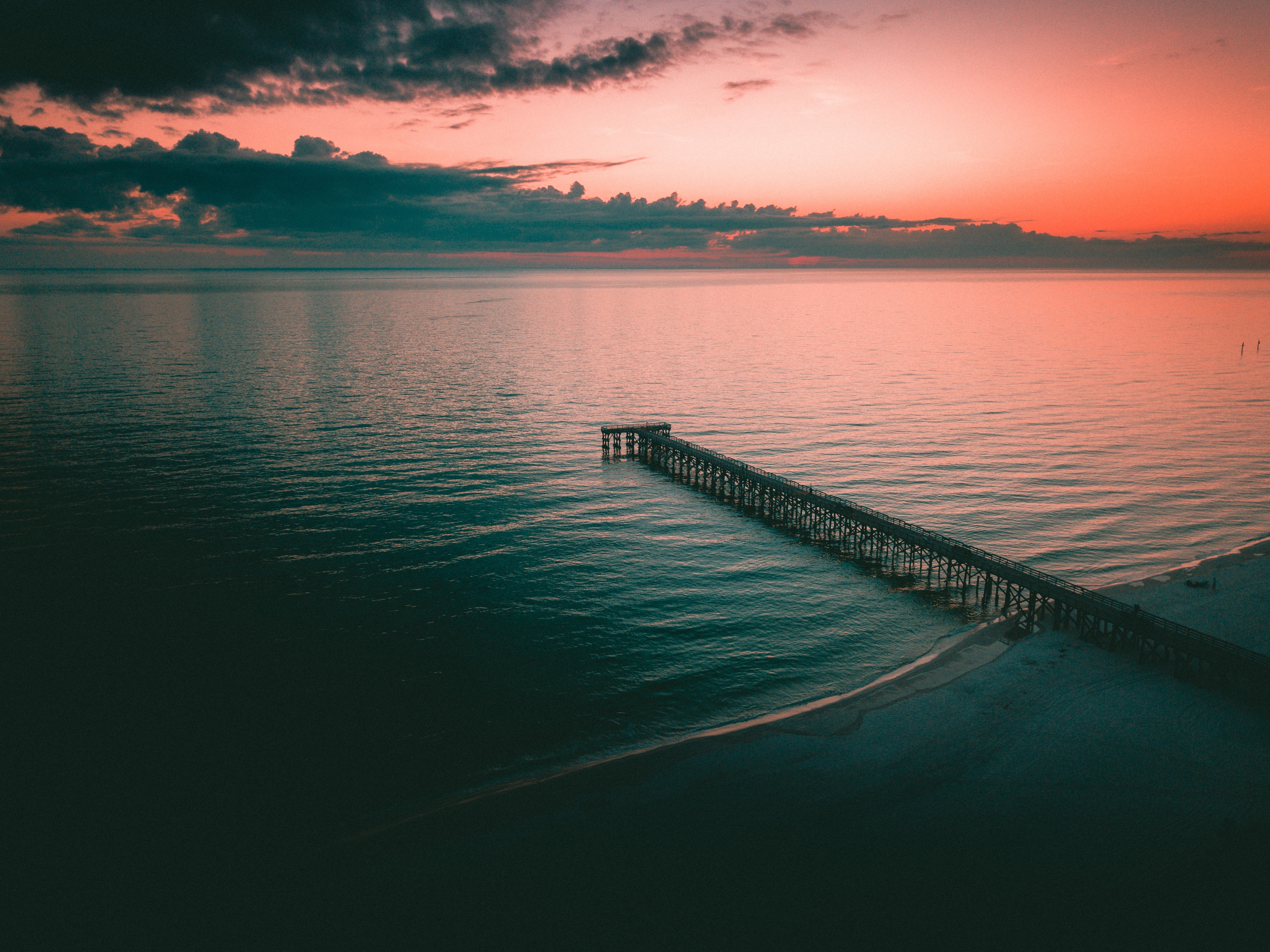 General 3992x2992 nature water beach sunset pier aerial view landscape low light sea