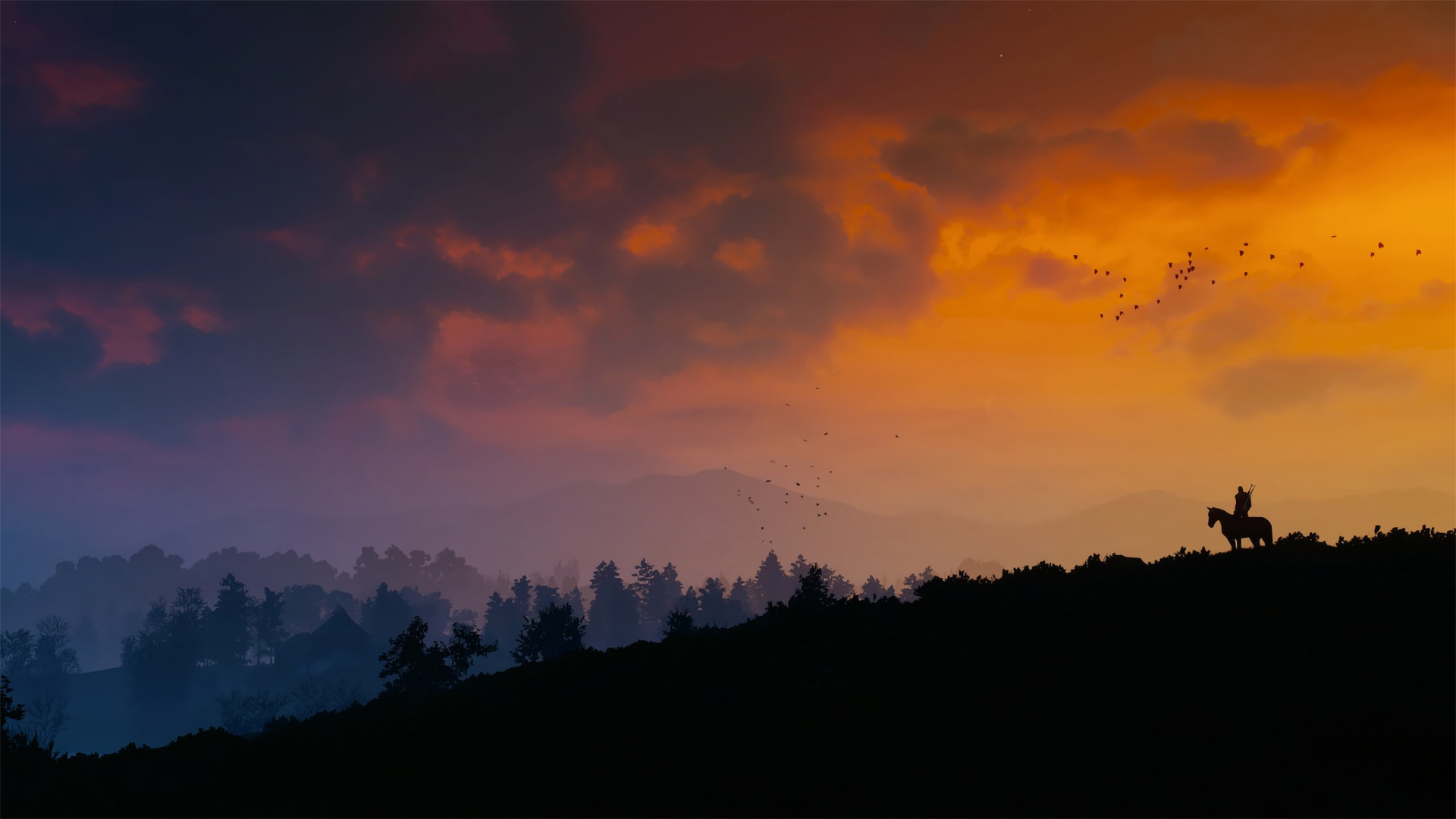 General 1920x1080 The Witcher The Witcher 3: Wild Hunt mountains sky nature landscape Geralt of Rivia horse