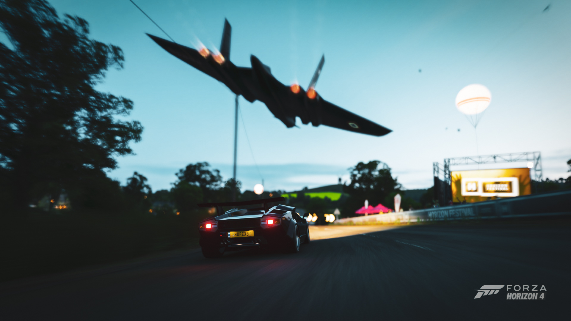 General 1920x1080 Forza Horizon 4 car video games Lamborghini Countach jet fighter Lamborghini