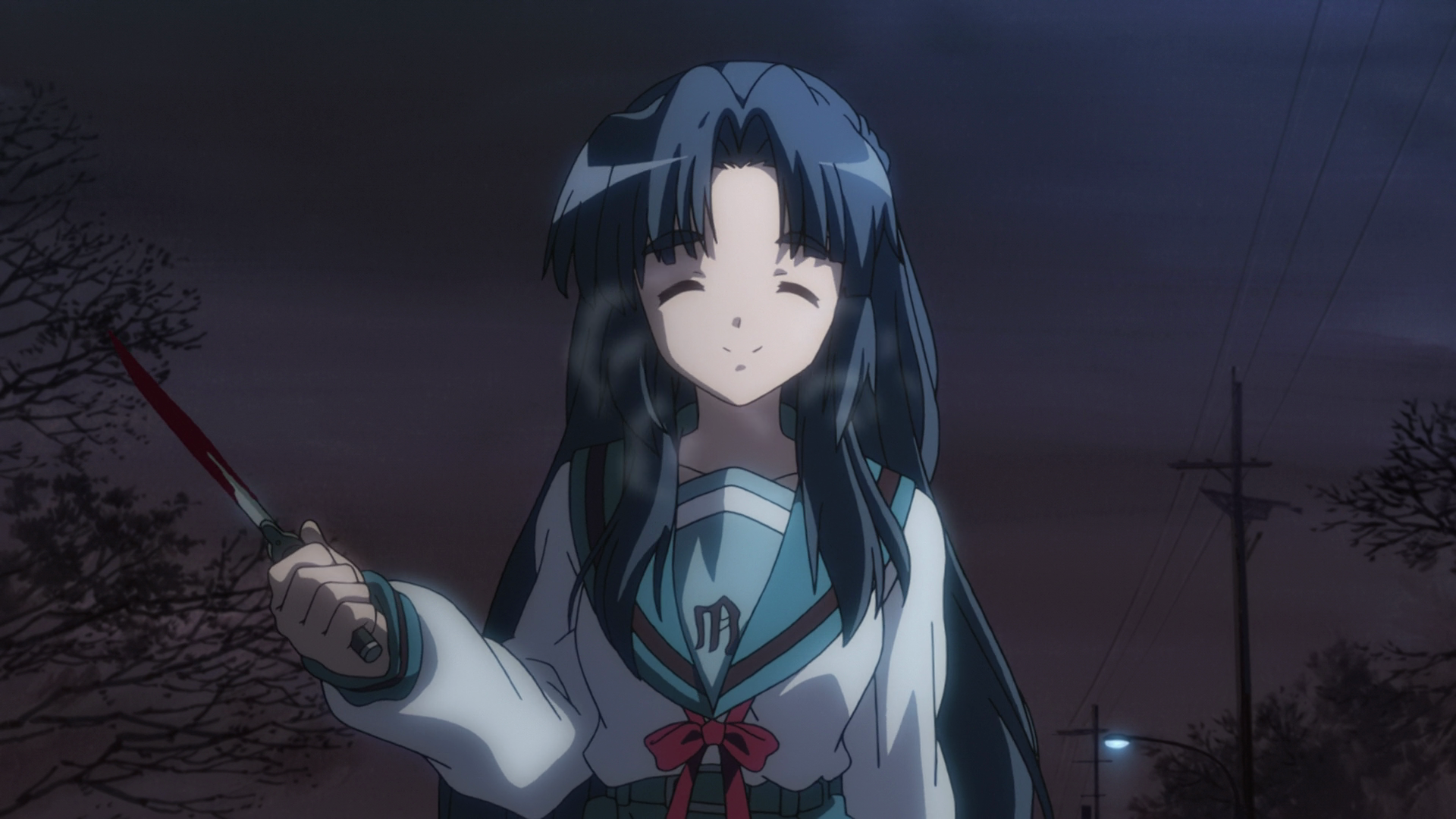 Anime 1920x1080 The Melancholy of Haruhi Suzumiya Asakura Ryouko anime anime girls yandere knife