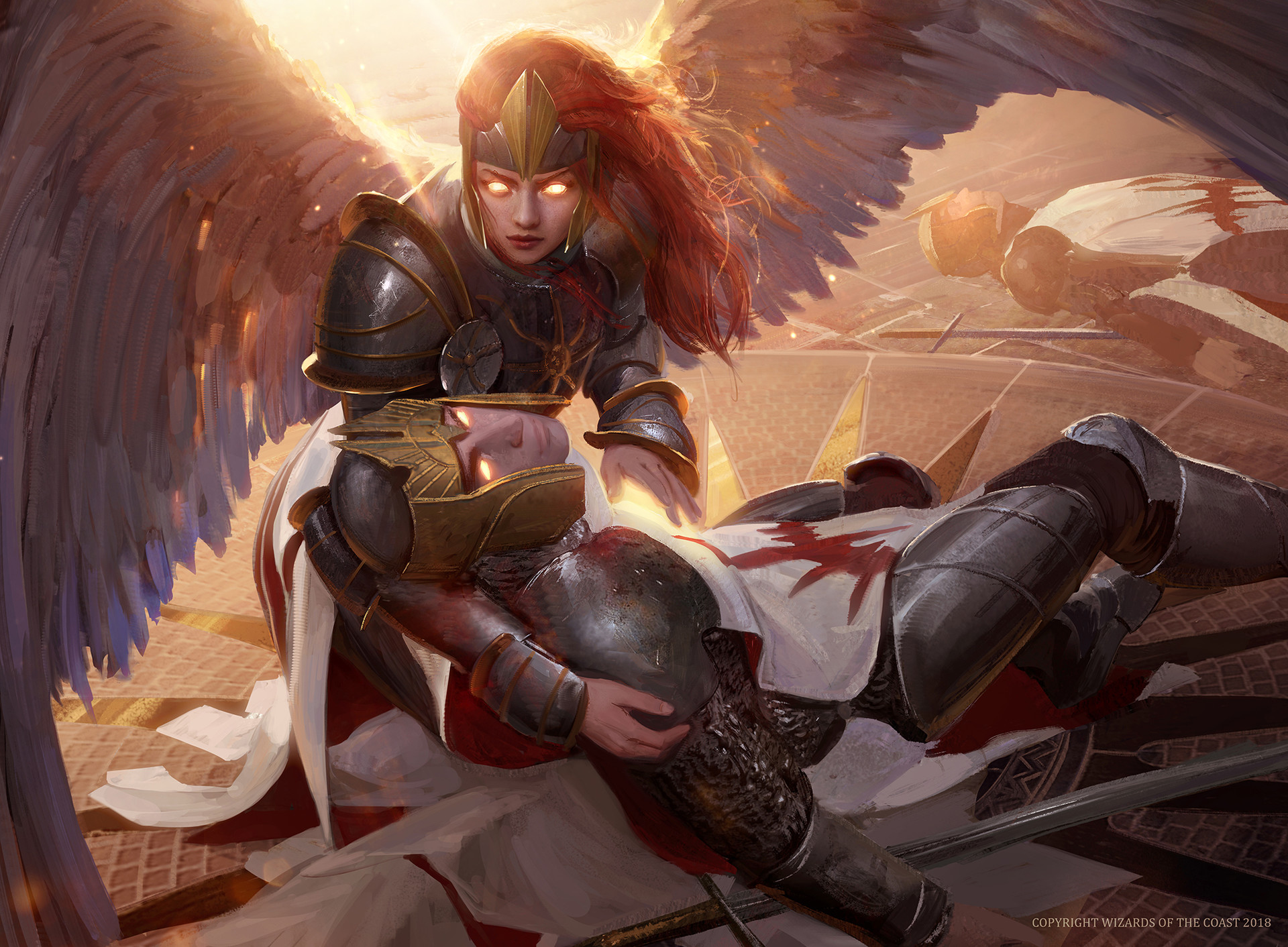 General 1920x1412 artwork fantasy art women wings sword redhead armor Magic: The Gathering