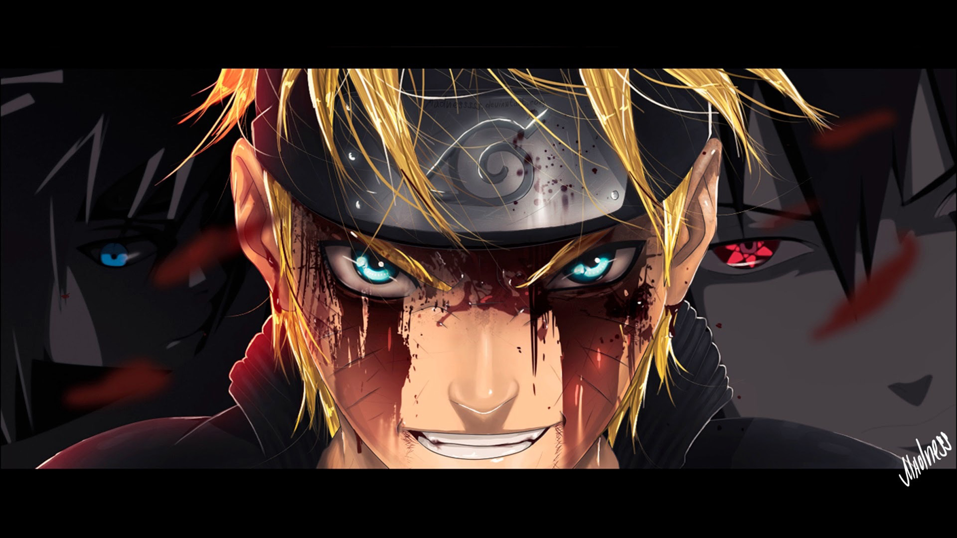 Anime 1920x1080 Naruto (anime) Uzumaki Naruto blue eyes Konoha angry blood anime
