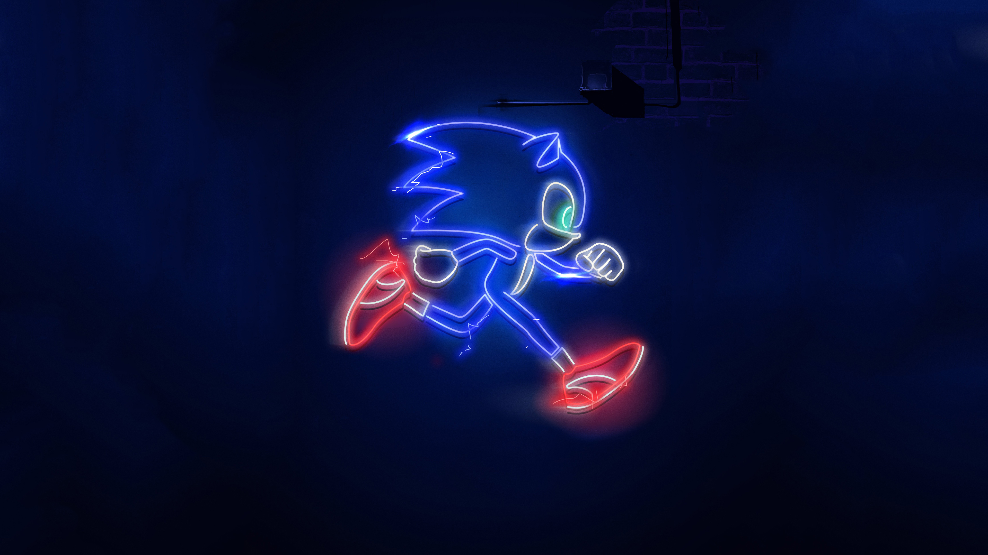 General 3840x2160 Sonic Sonic the Hedgehog Sonic The Movie Paramount Sega hedgehog simple background movies neon