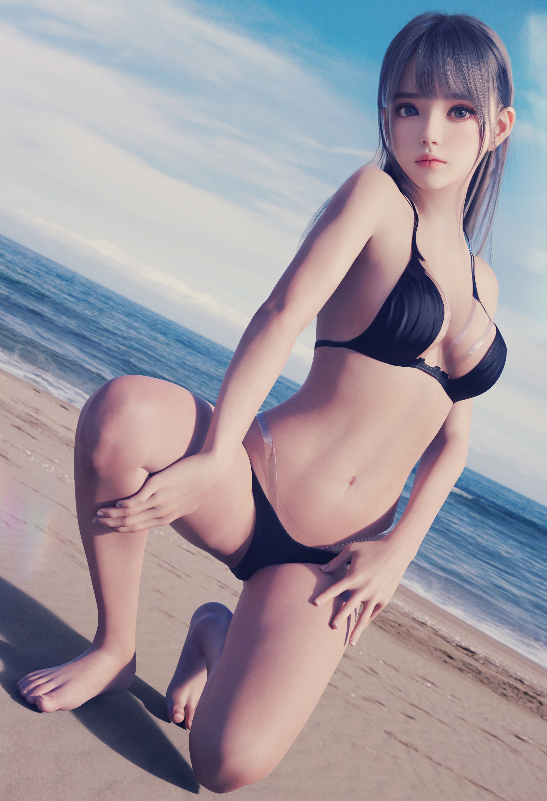 General 1847x2700 fantasy girl beach CGI bikini sea sand