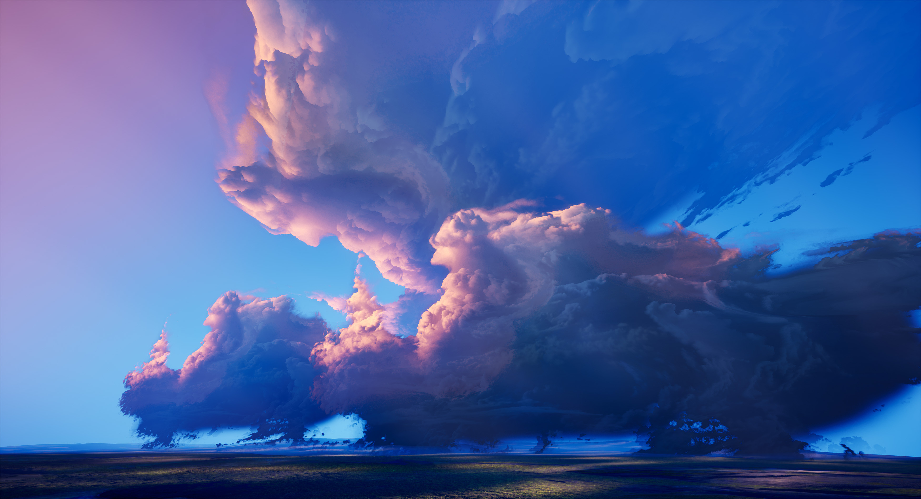 General 3500x1896 artwork digital art landscape clouds