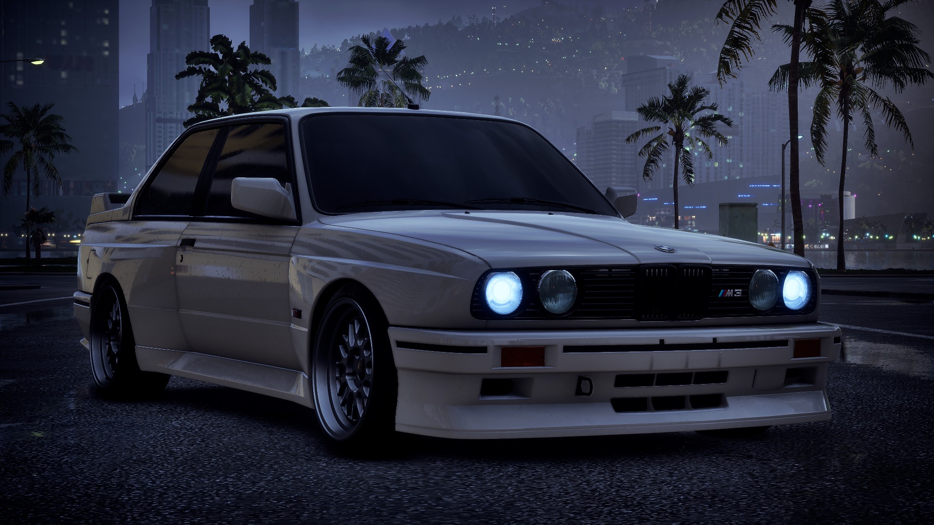 General 1920x1080 BMW BMW E30 white street view city 4K Need for Speed: Heat car BMW M3  video games