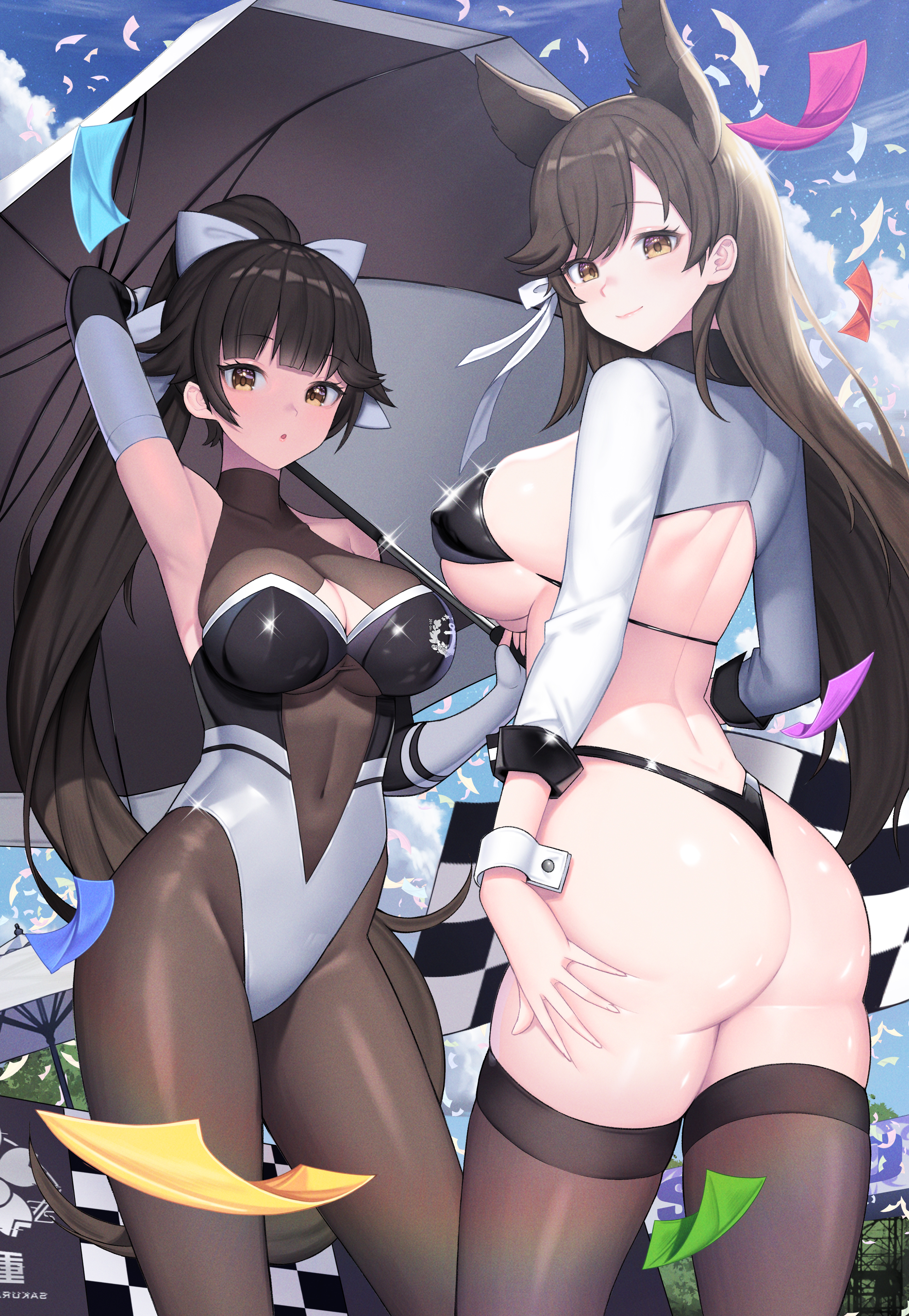 Anime 2568x3717 big boobs thighs ass sideboob bikini Atago (Azur Lane) Takao (Azur Lane) Yuri (artist) cleavage