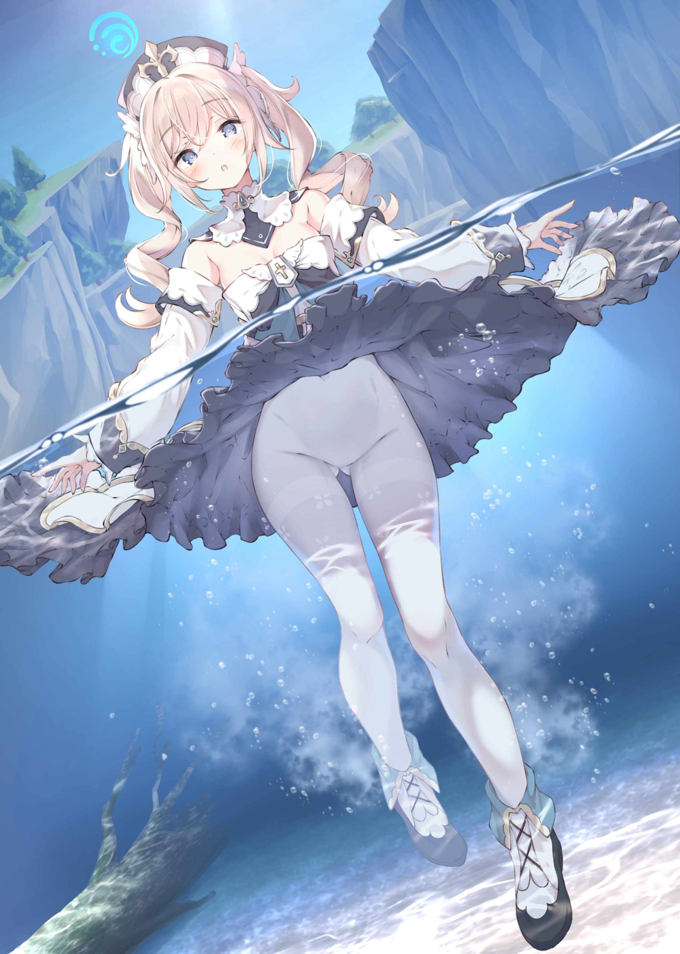 Anime 2232x3131 Genshin Impact Barbara (Genshin Impact) wet anime artwork anime girls 2D water in water upskirt underwater
