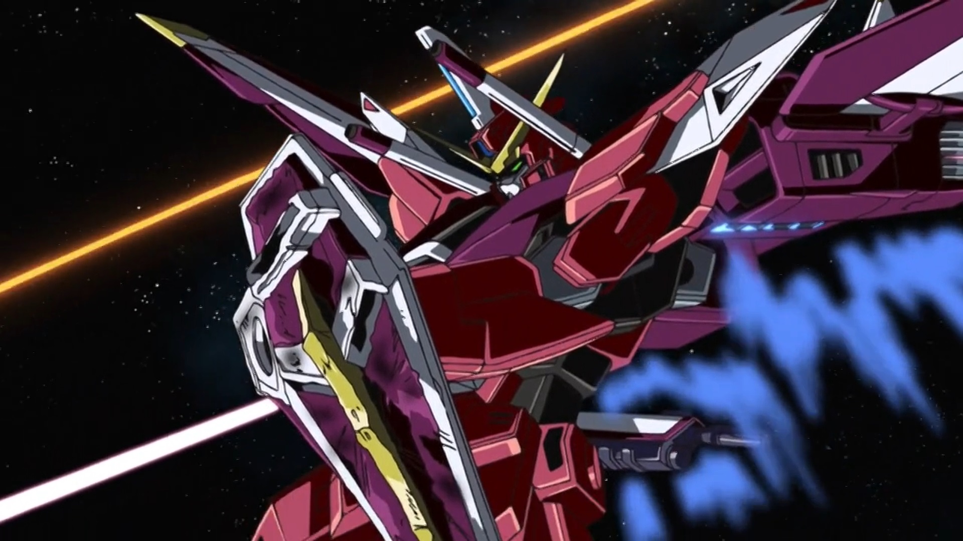 Anime 1920x1080 anime anime screenshot Mobile Suit Gundam SEED Gundam Super Robot Taisen mechs artwork digital art Justice Gundam