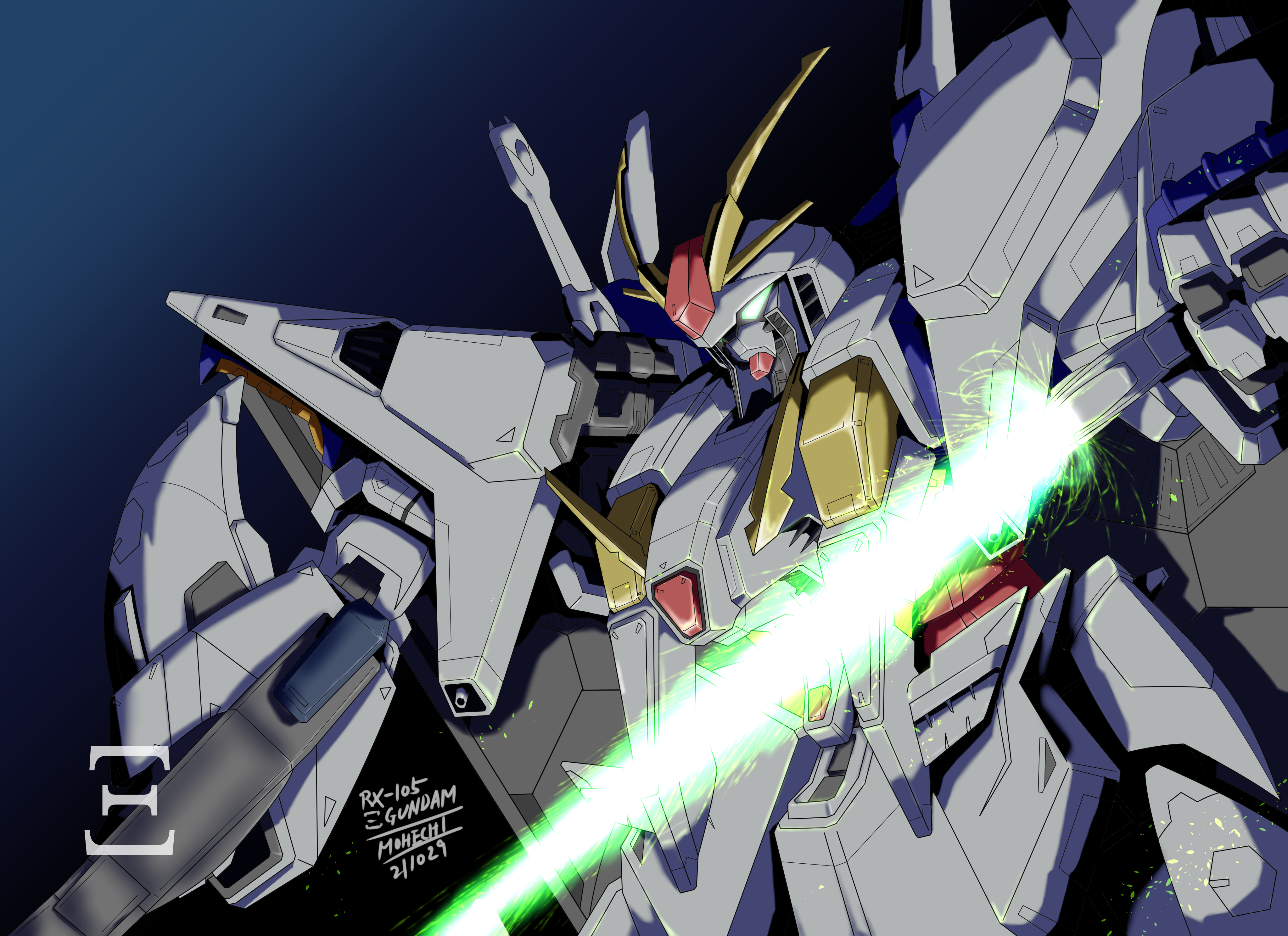 Anime 4094x2975 anime mechs Super Robot Taisen Mobile Suit Gundam Hathaway Gundam Ξ Gundam artwork digital art fan art