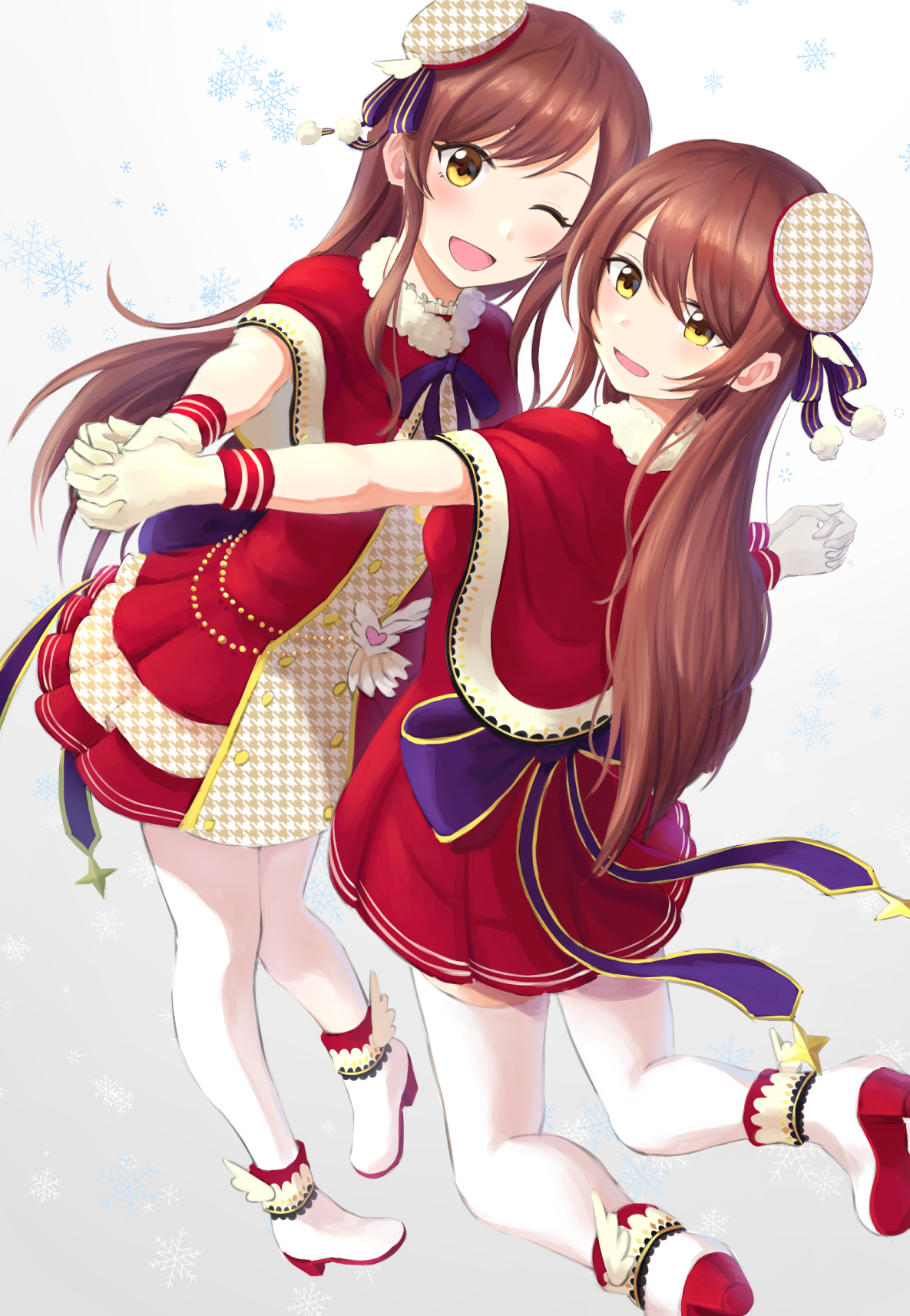 Anime 1185x1713 anime anime girls twins long hair brunette THE iDOLM@STER THE iDOLM@STER: Shiny Colors Oosaki Amana Oosaki Tenka artwork digital art fan art