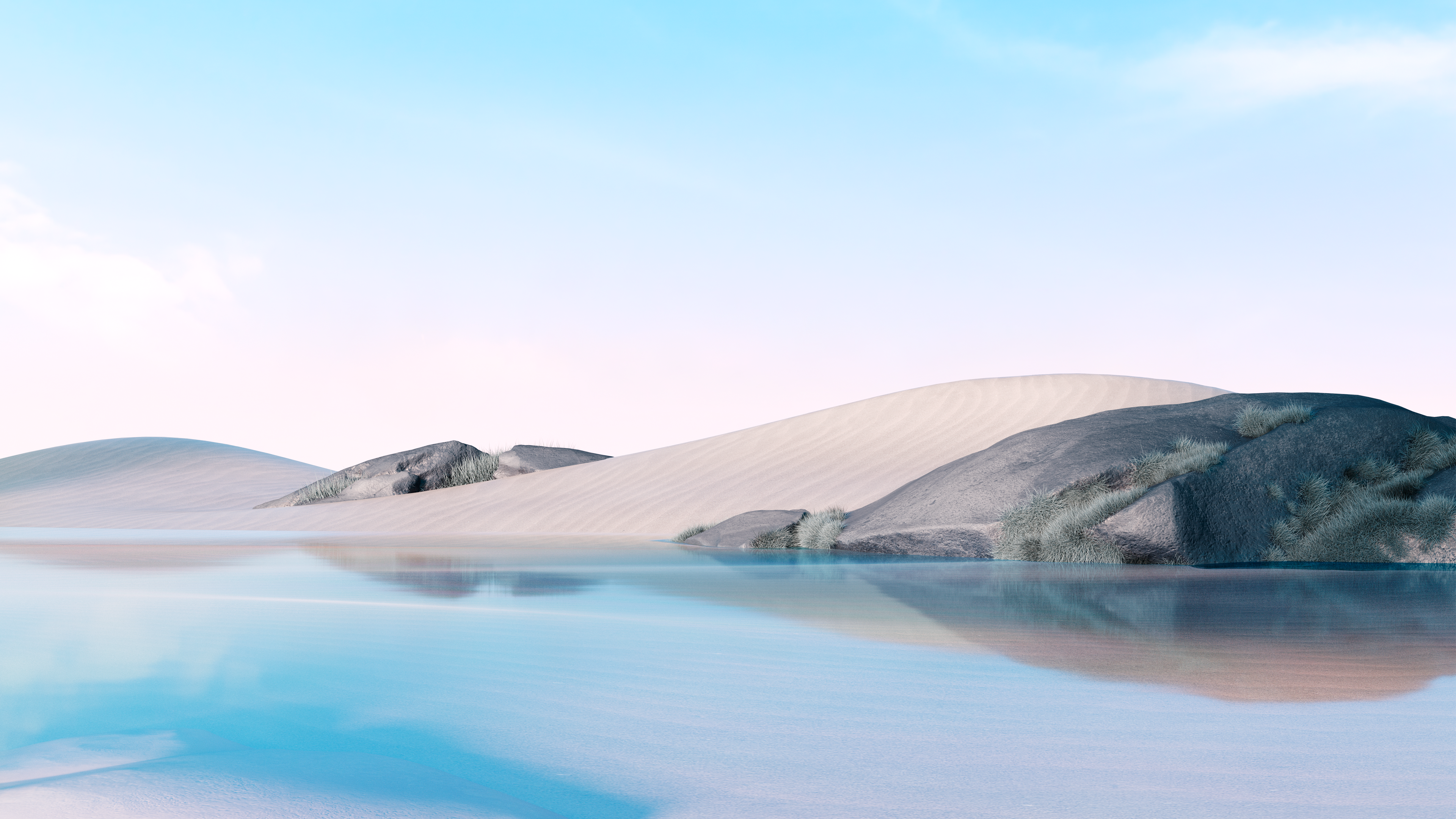 General 3840x2160 beach dunes sky rocks landscape water nature dreamscape Windows 11 Microsoft