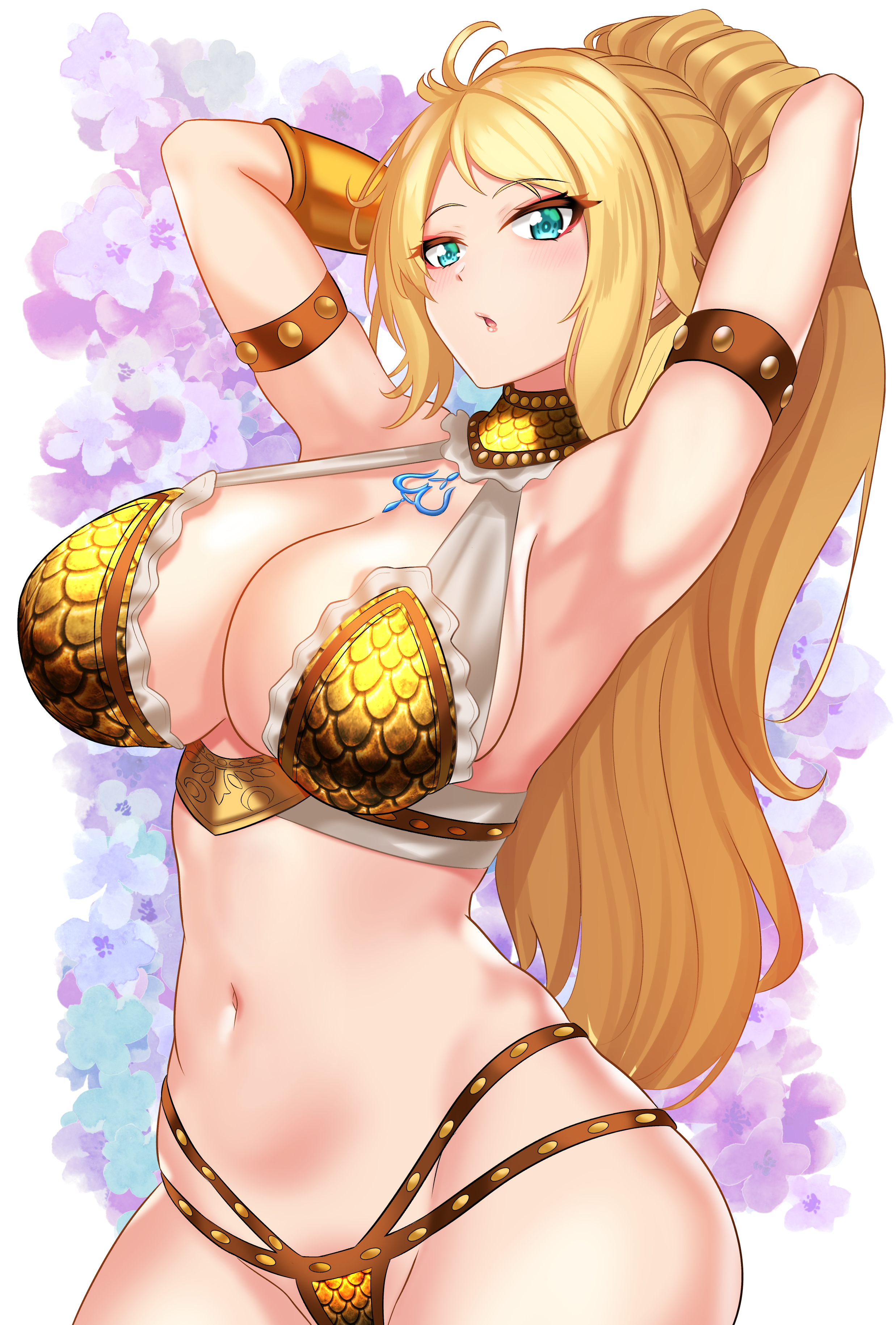 Anime 2475x3659 Nez-Box bikini cleavage armpits bikini armor blonde big boobs anime anime girls
