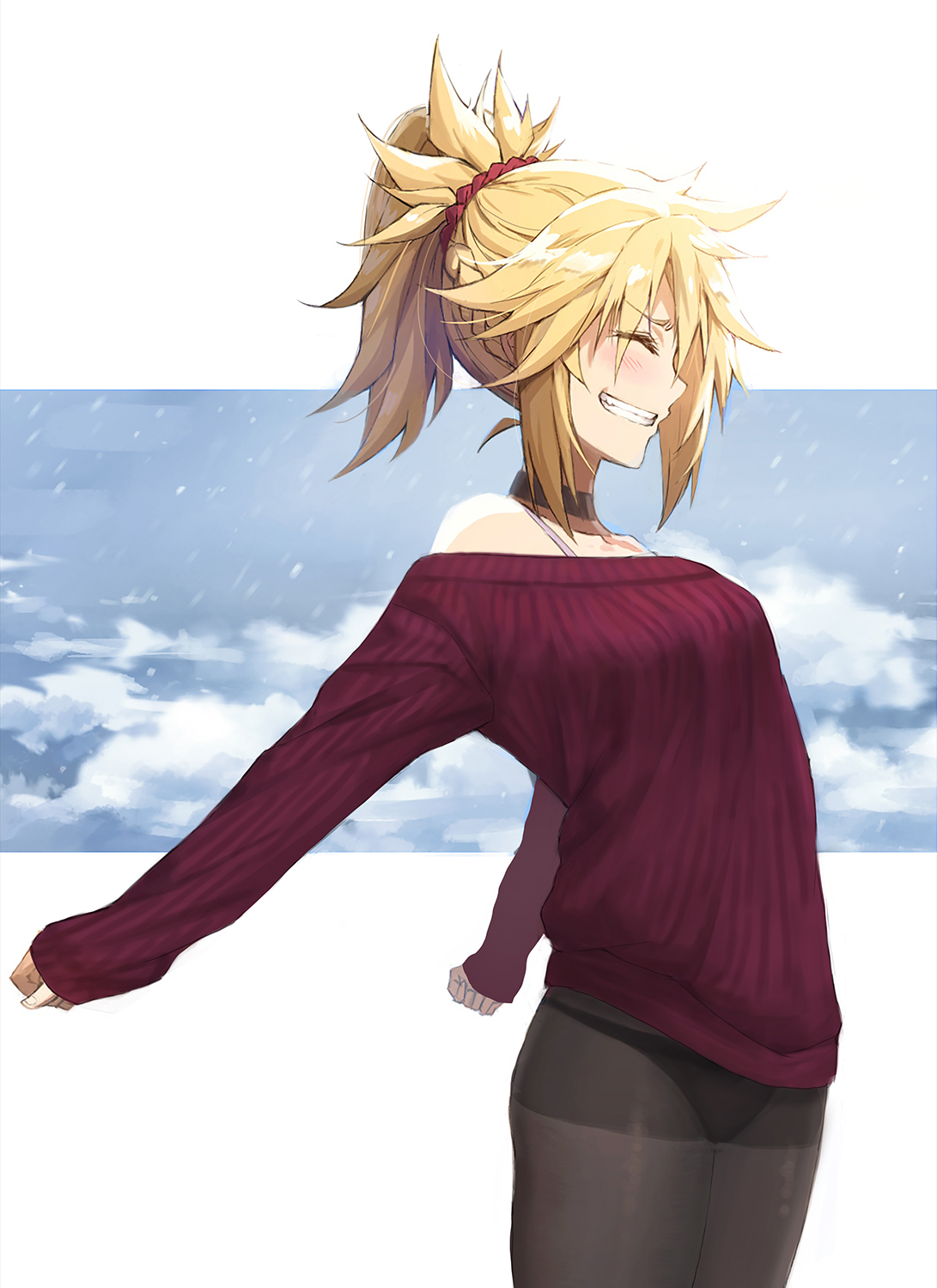 Anime 1091x1500 anime anime girls Fate series Fate/Apocrypha  Fate/Grand Order Mordred (Fate/Apocrypha) ponytail long hair blonde artwork digital art fan art