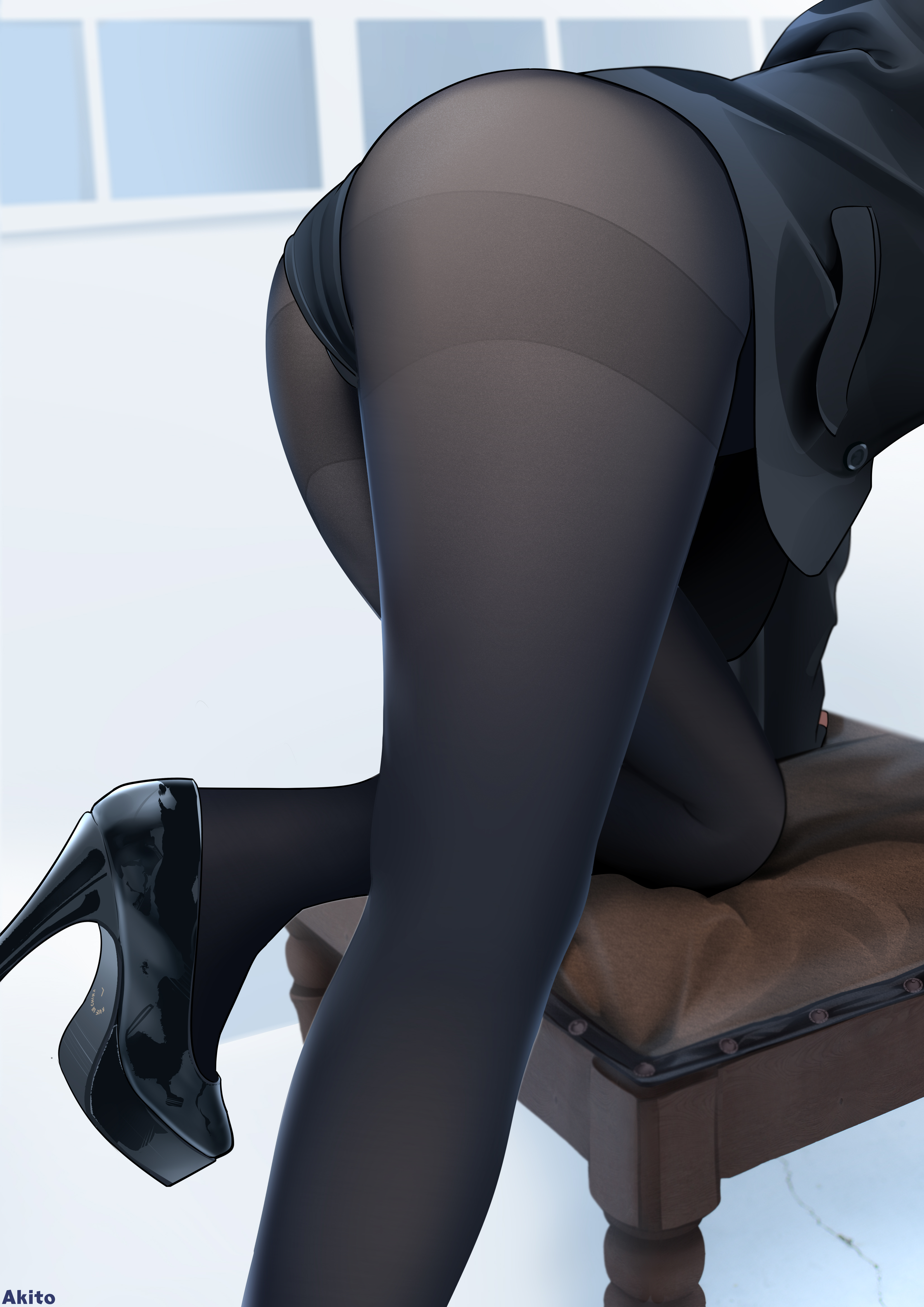 Anime 3307x4677 anime anime girls ass heels pantyhose black pantyhose Akito