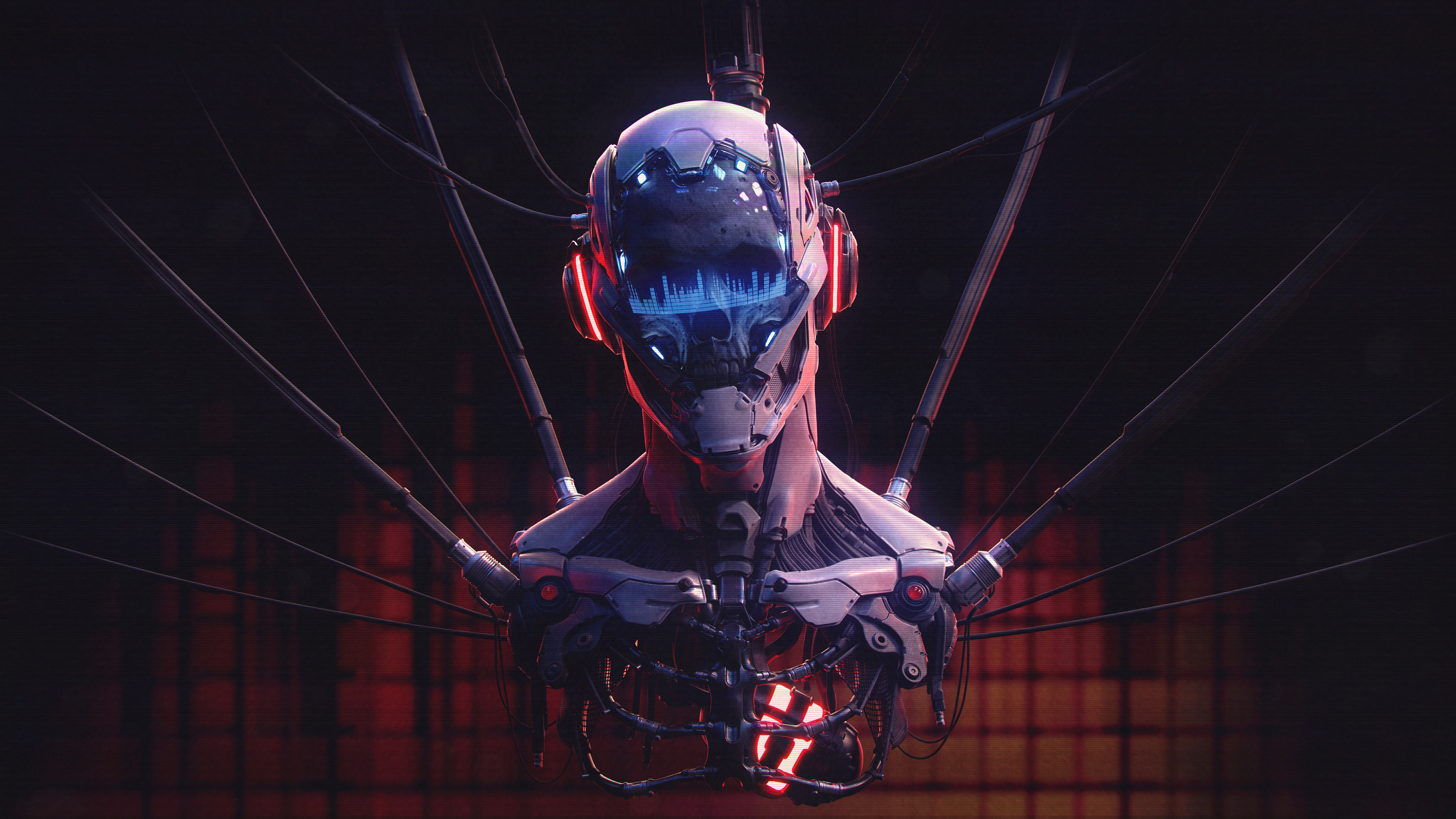 General 3840x2160 artwork digital art skeleton music Marco Plouffe cyberpunk 3D