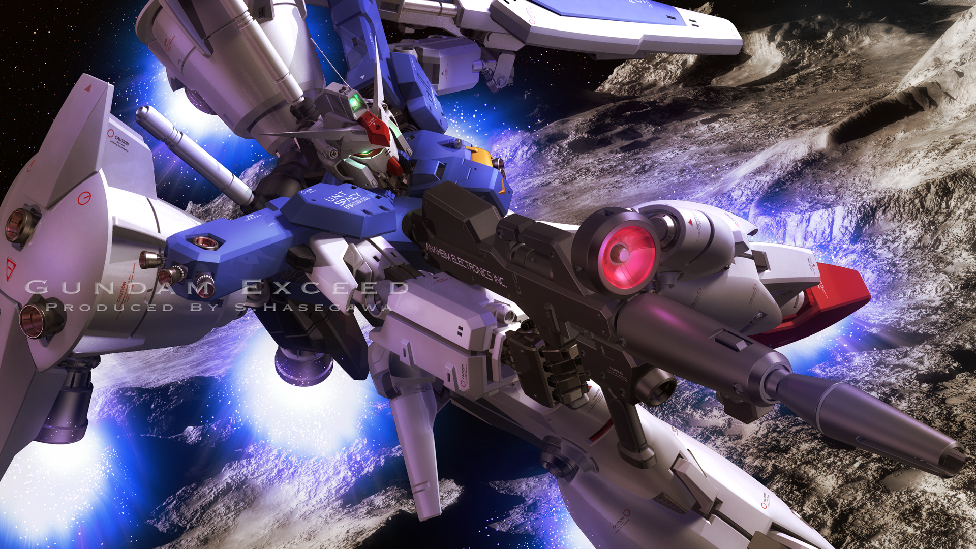 Anime 1920x1080 anime mechs Gundam Mobile Suit Gundam 0083: Stardust Memory GP01 Gundam "Zephyranthes" Full Burnern artwork digital art fan art Super Robot Taisen
