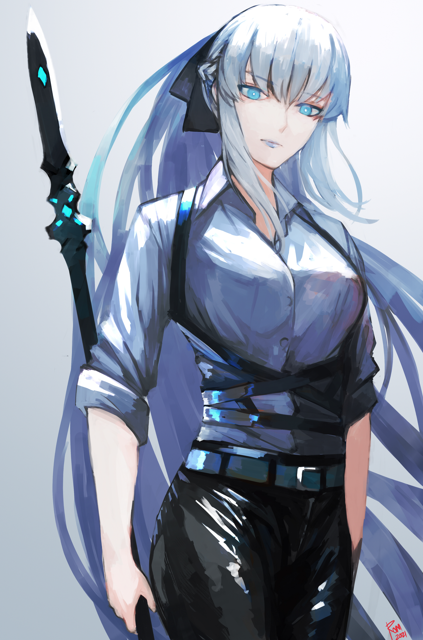 Anime 1452x2196 anime anime girls Fate series Fate/Grand Order Morgan le Fay long hair ponytail white hair