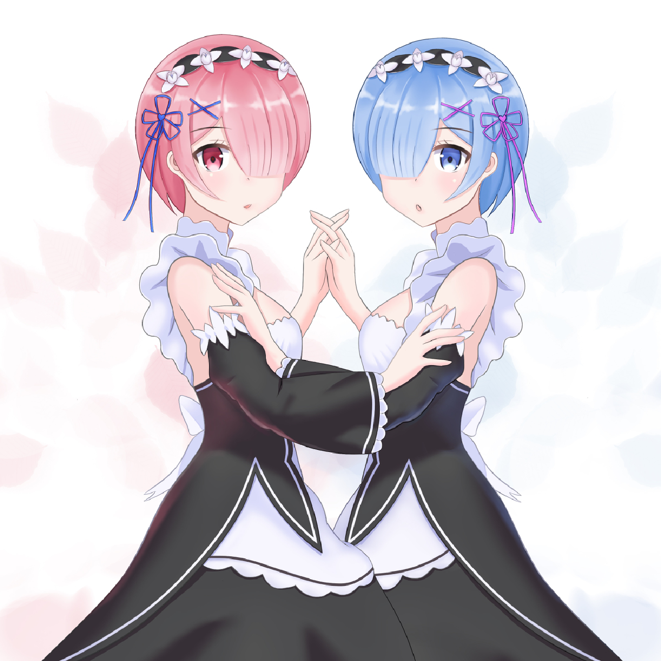 Anime 1300x1300 Rem (Re:Zero) Ram (Re: Zero) Re:Zero Kara Hajimeru Isekai Seikatsu anime anime girls twins blue hair pink hair maid maid outfit