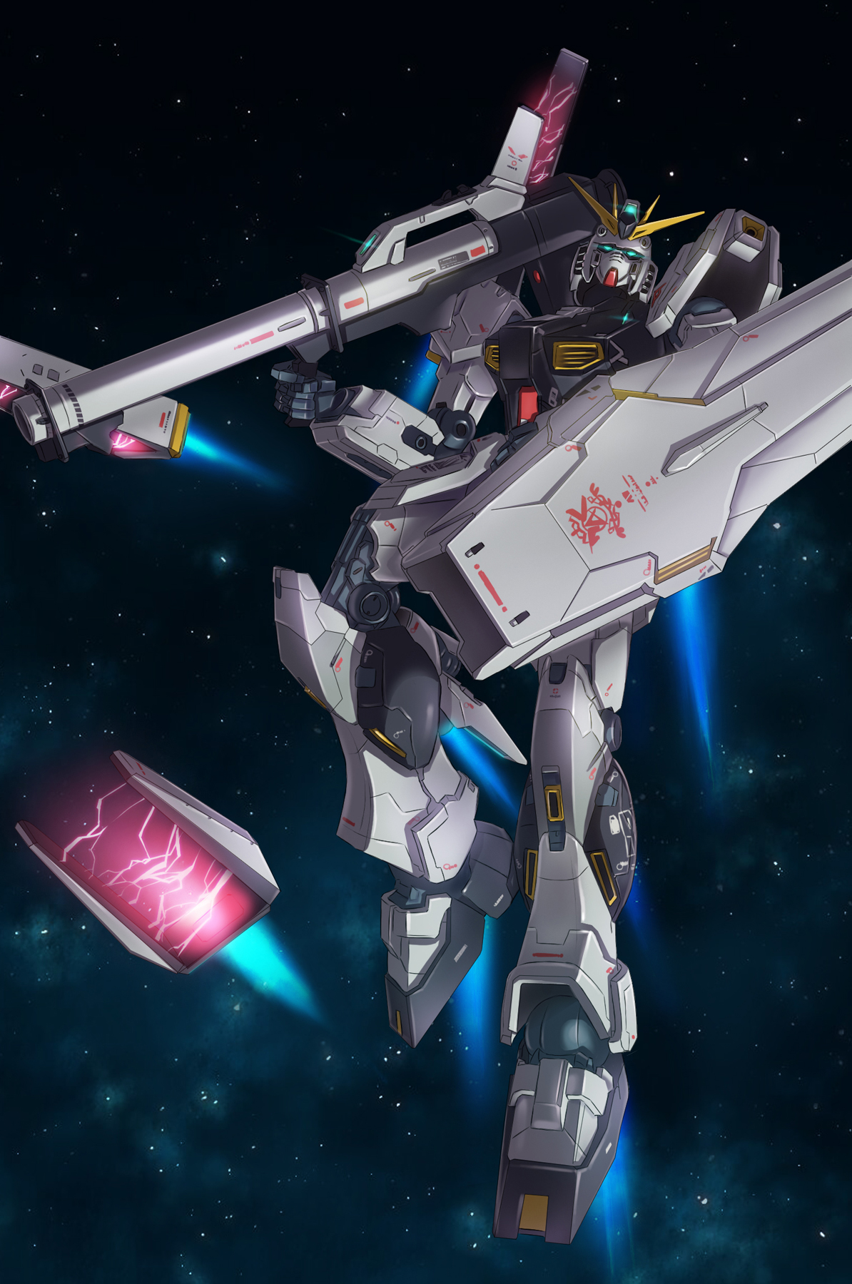 Anime 1194x1800 anime Super Robot Taisen Mobile Suit Gundam Char&#039;s Counterattack RX-93 v Gundam digital art artwork fan art mechs
