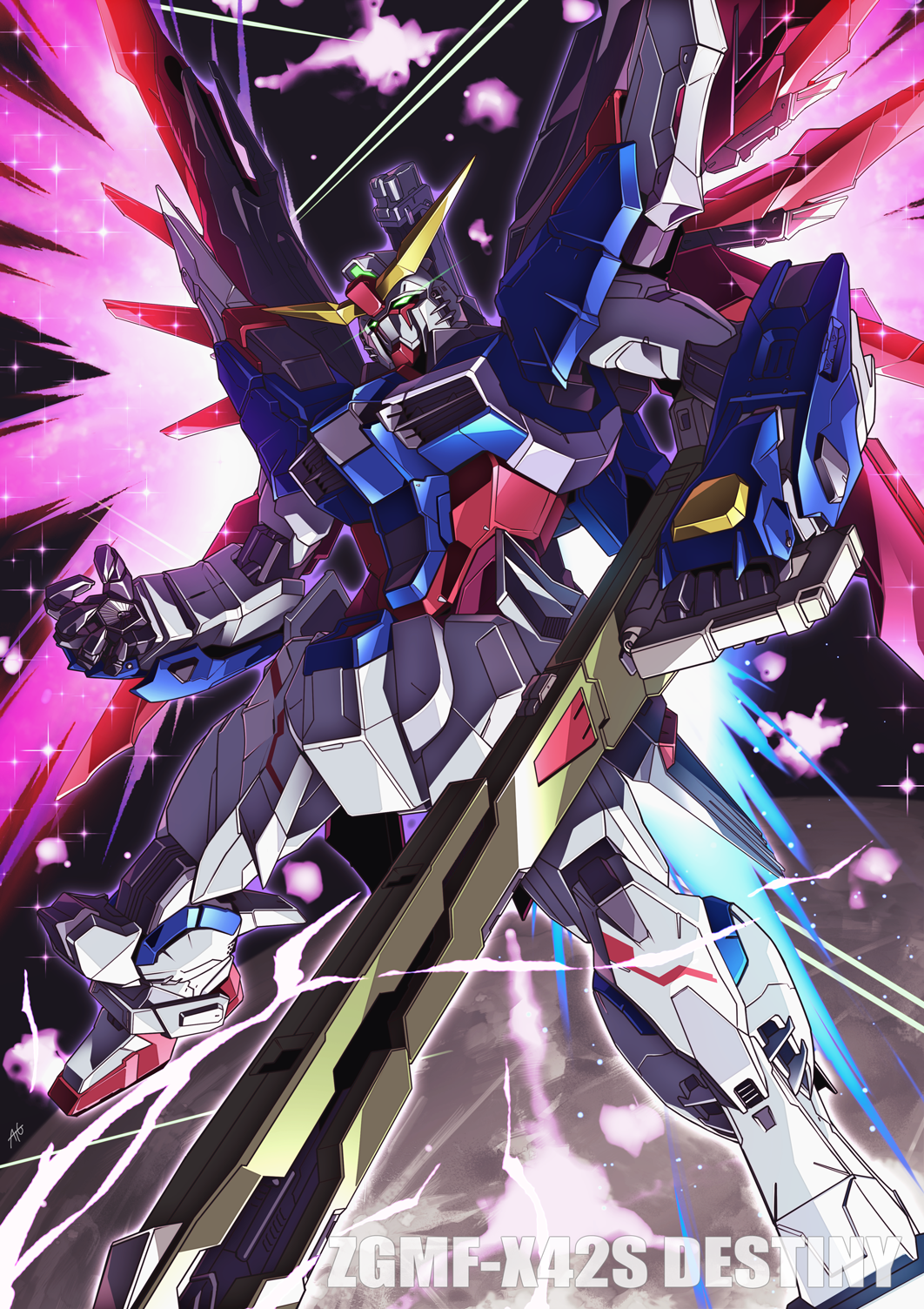 Anime 1062x1504 anime Gundam Mobile Suit Gundam SEED Destiny Super Robot Taisen Destiny Gundam artwork digital art fan art mechs