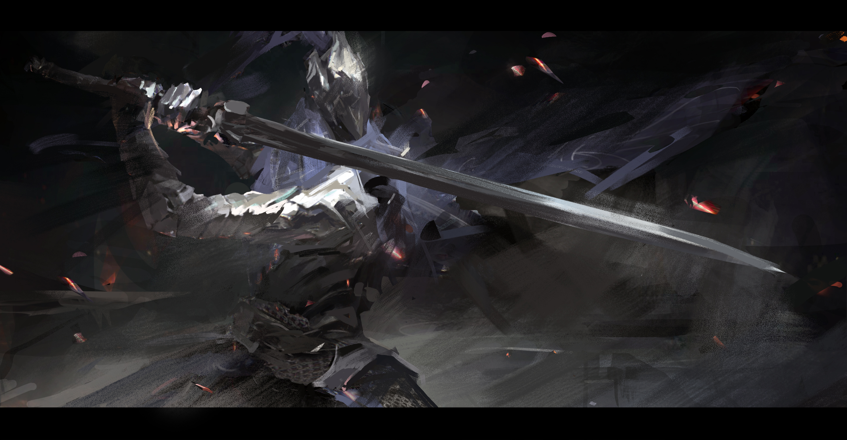 Anime 2896x1506 cell (artist) Dark Souls Artorias the Abysswalker armor sword