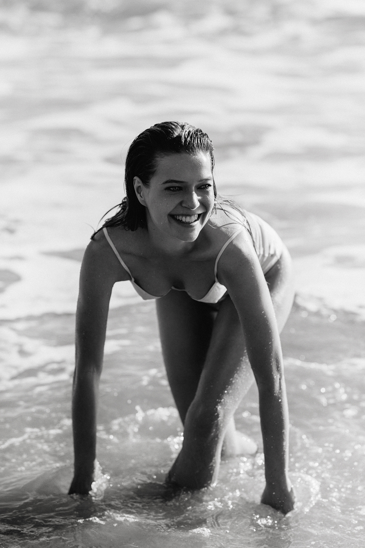 People 1201x1800 Liza Kei model women bikini Christopher von Steinbach smiling wet body monochrome