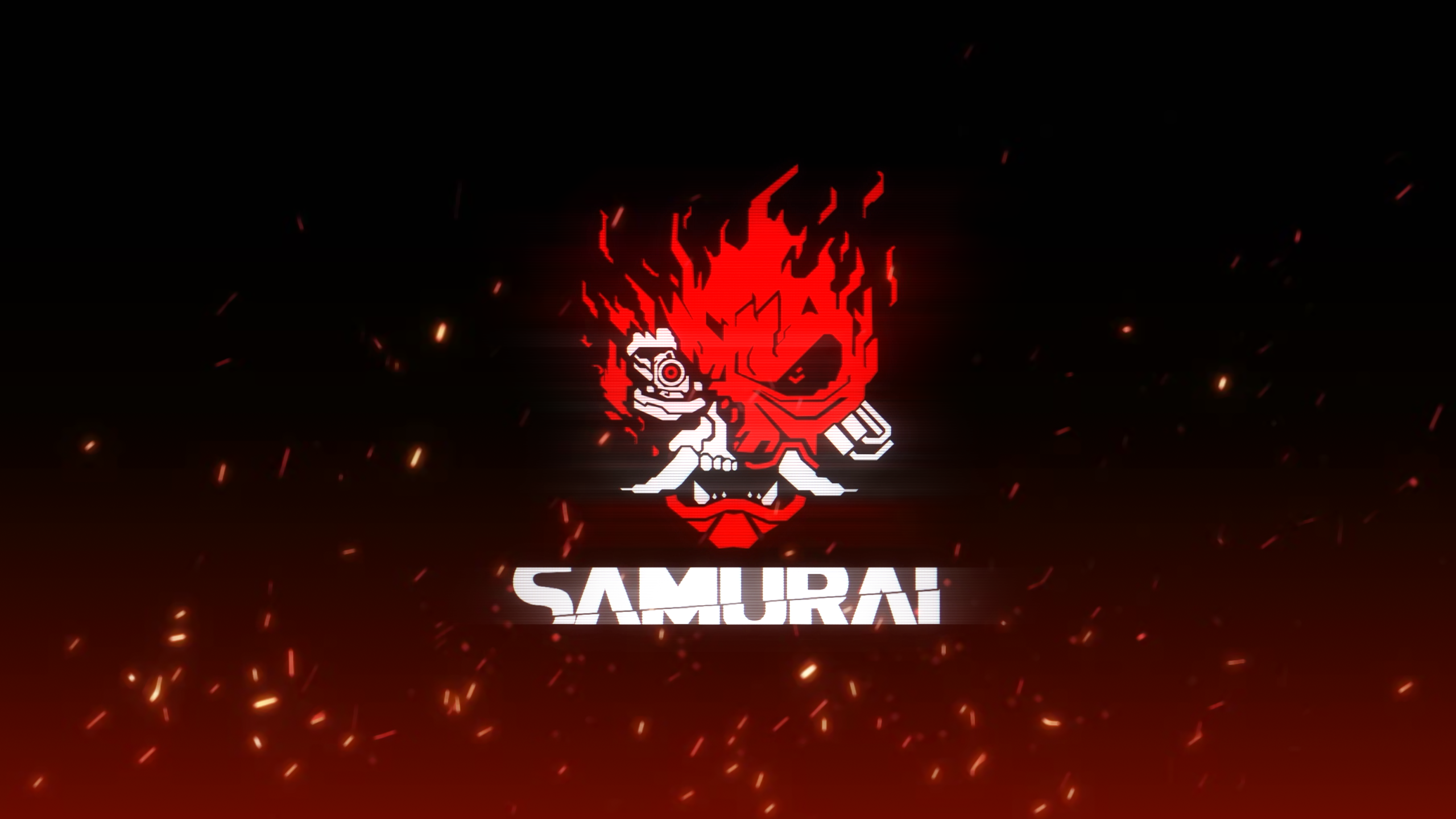 General 2560x1440 Cyberpunk 2077 samurai Samurai (Cyberpunk 2077) fire simple background