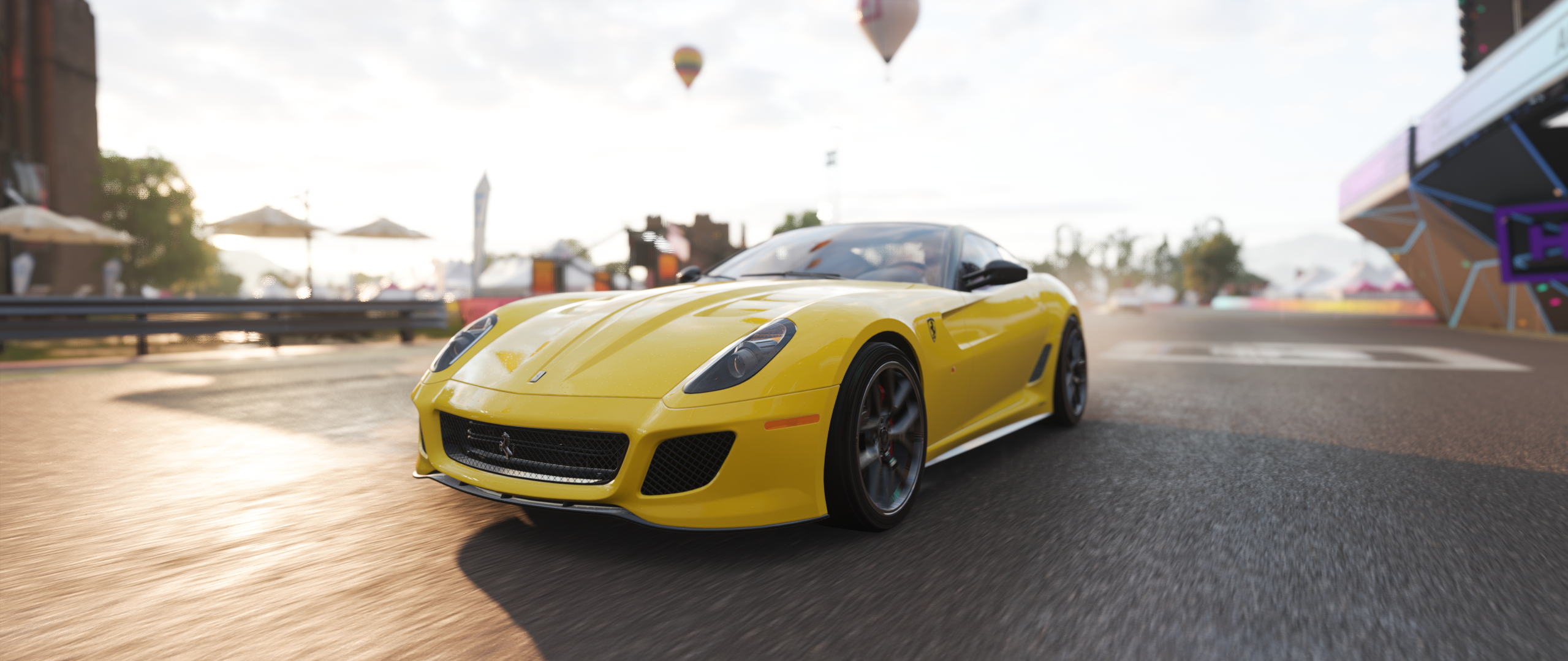 General 2559x1079 Forza Horizon 4 Ferrari Ferrari 599 video games car yellow cars screen shot vehicle