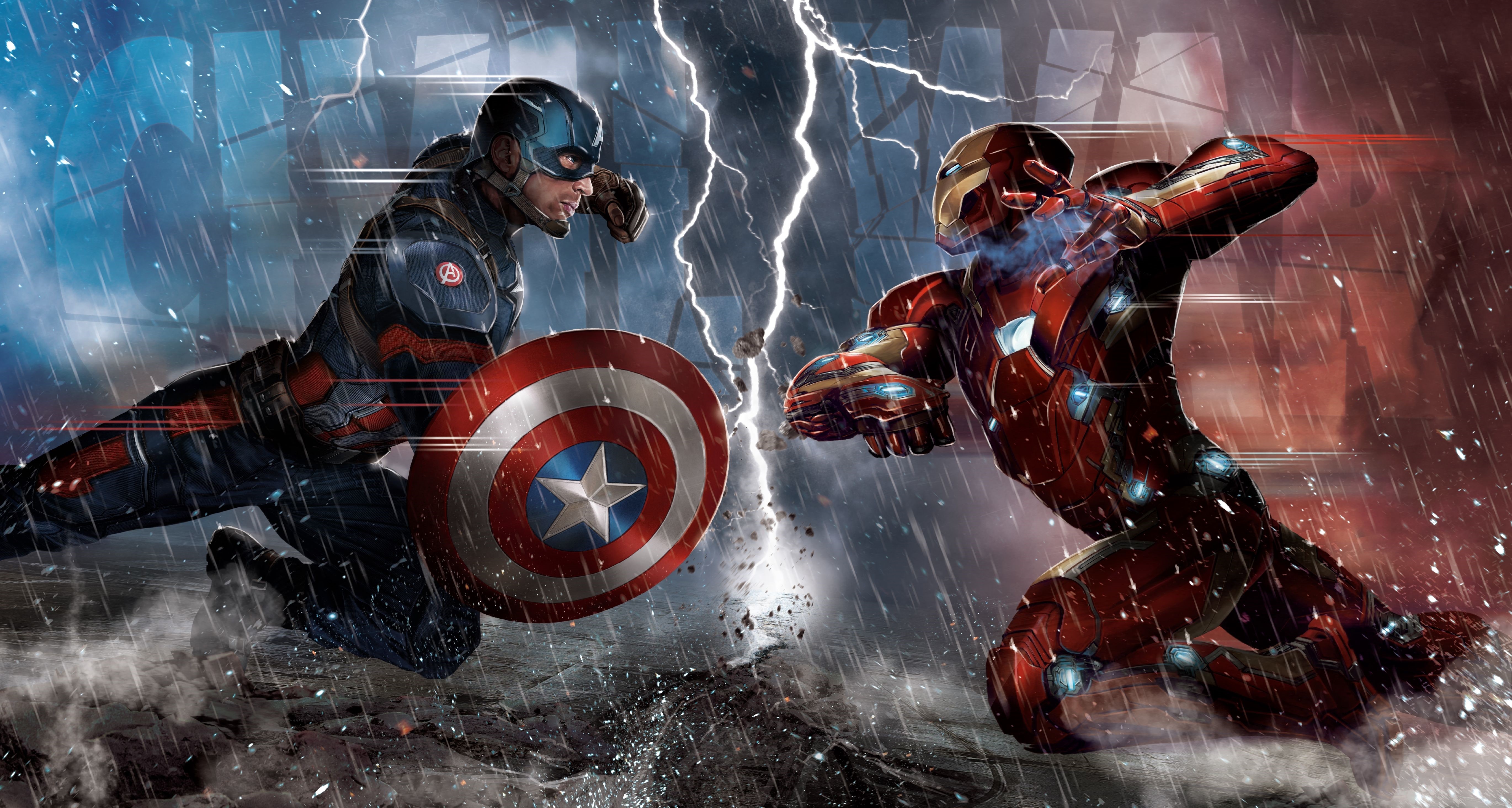 General 5480x2927 Captain America Iron Man The Avengers Marvel Comics digital art