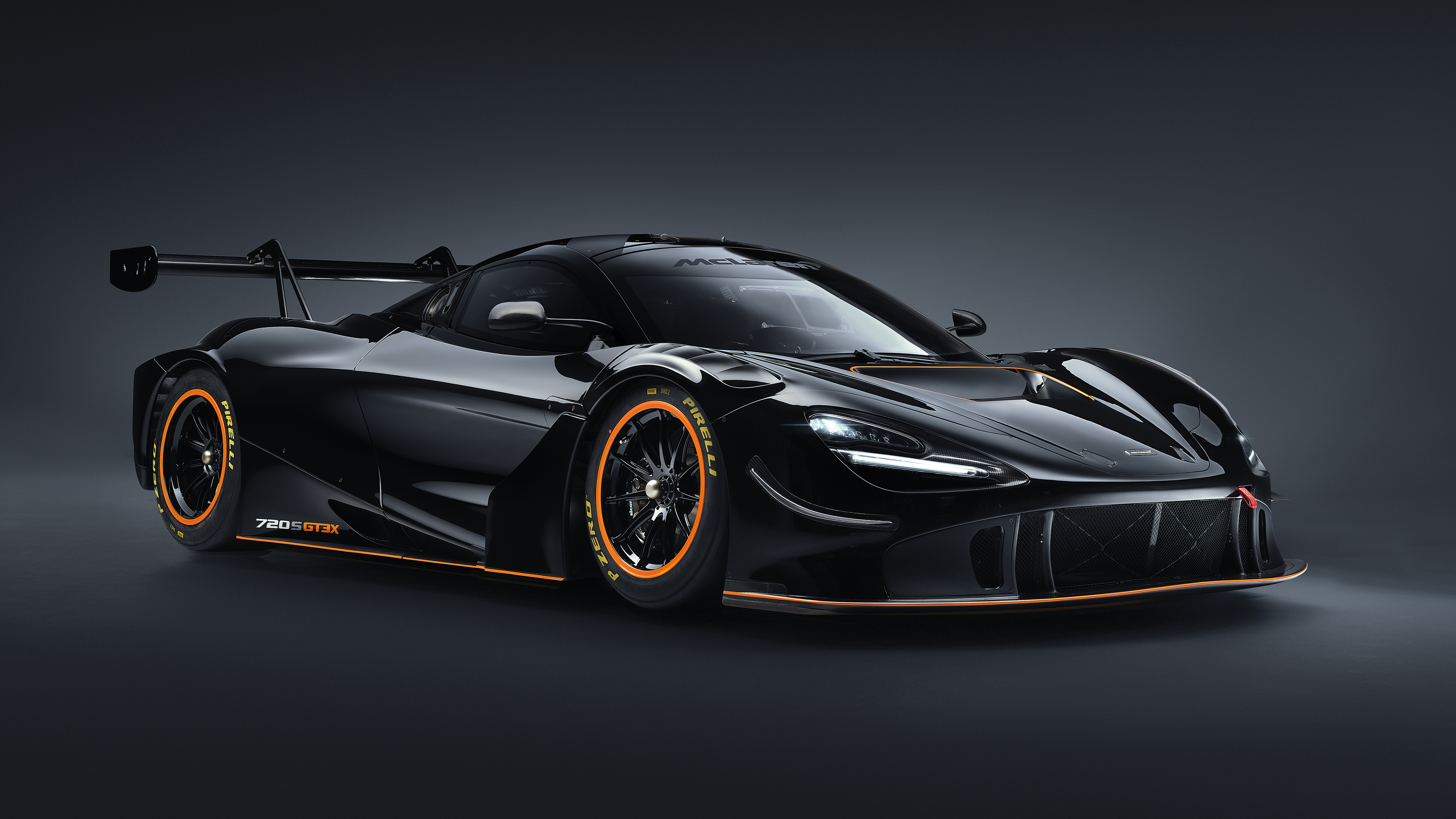 General 5120x2880 McLaren 720S McLaren supercars car vehicle black cars race cars gray background car spoiler British cars