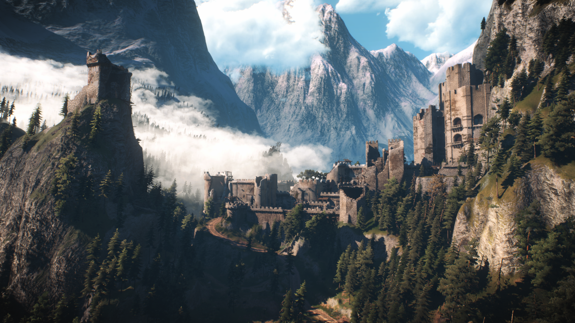 General 1920x1080 The Witcher The Witcher 3: Wild Hunt Kaer Morhen nature Nvidia Ansel Nvidia Kingdom grass video game art sky mountains
