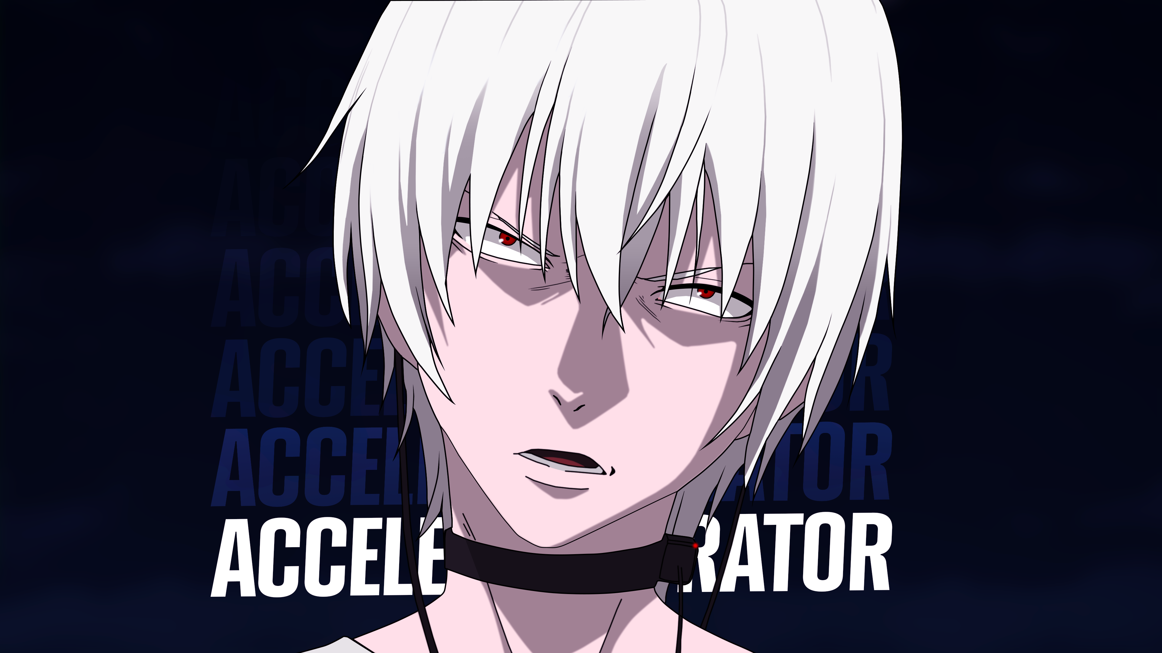Anime 3840x2160 Accelerator To Aru no Accelerator anime face red eyes blue background