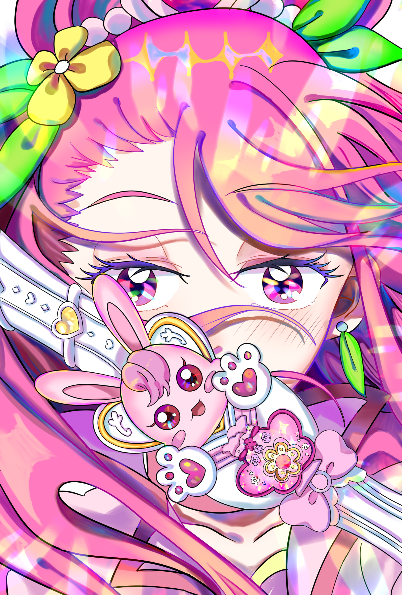 Anime 1378x2039 magical girls Pretty Cure Healin' Good ♥ Precure anime girls portrait display pink hair pink eyes