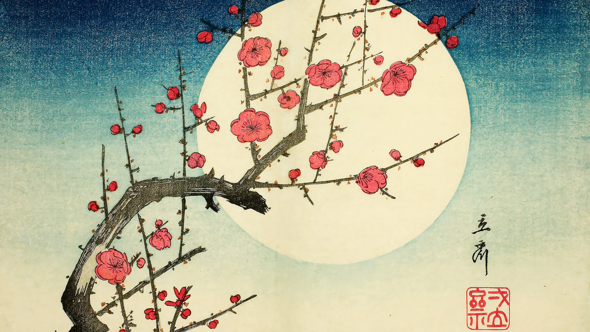 General 1920x1080 Utagawa Hiroshige flowers traditional art Japanese Art woodblock print