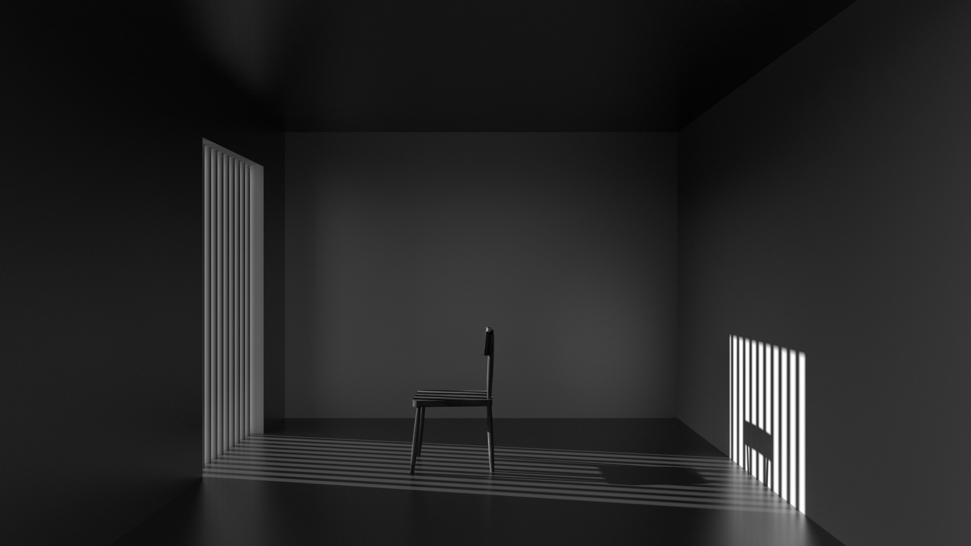 General 1920x1080 photography monochrome indoors room chair shadow minimalism empty  lattice