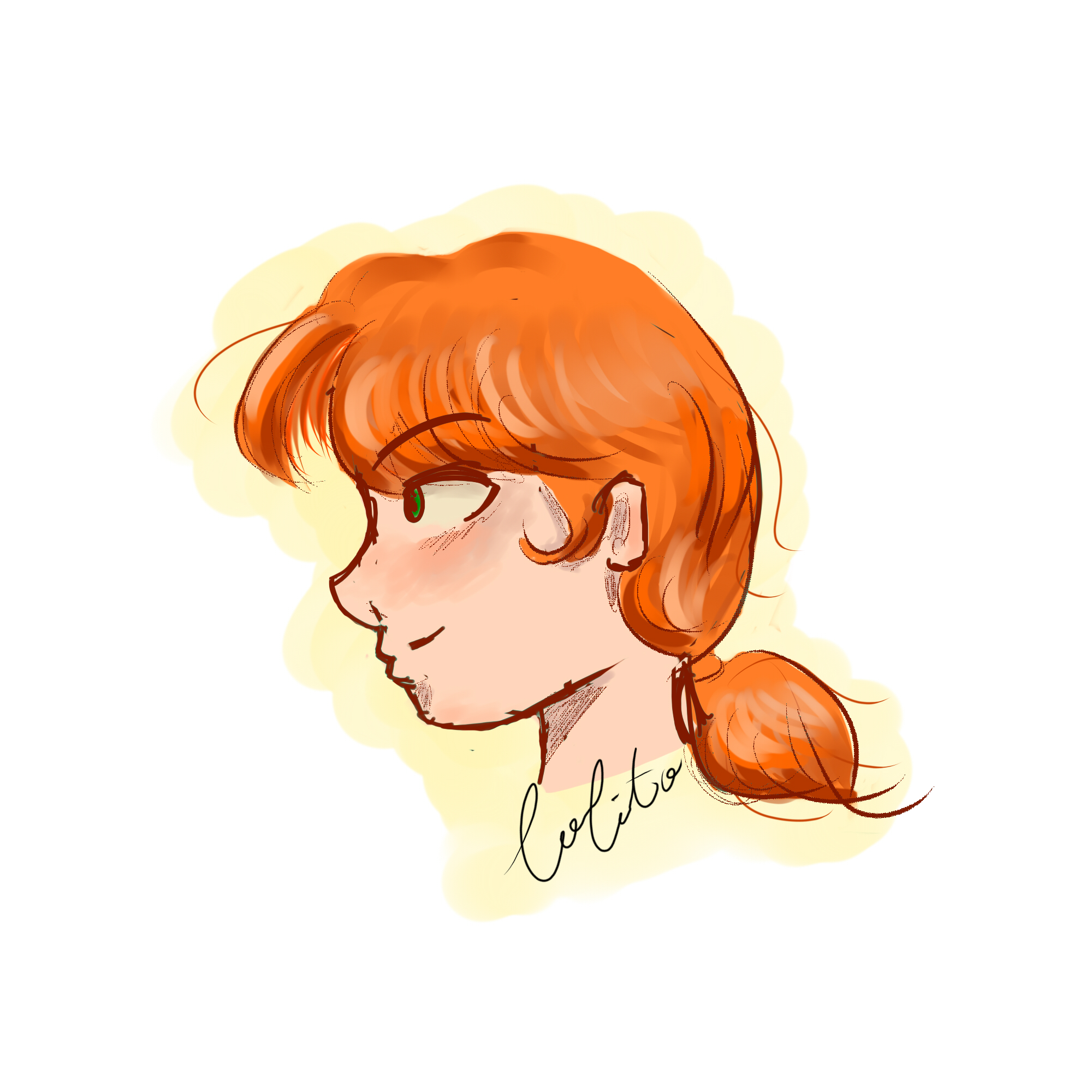 General 2000x2000 karmaland face profile artwork redhead drawing green eyes simple background