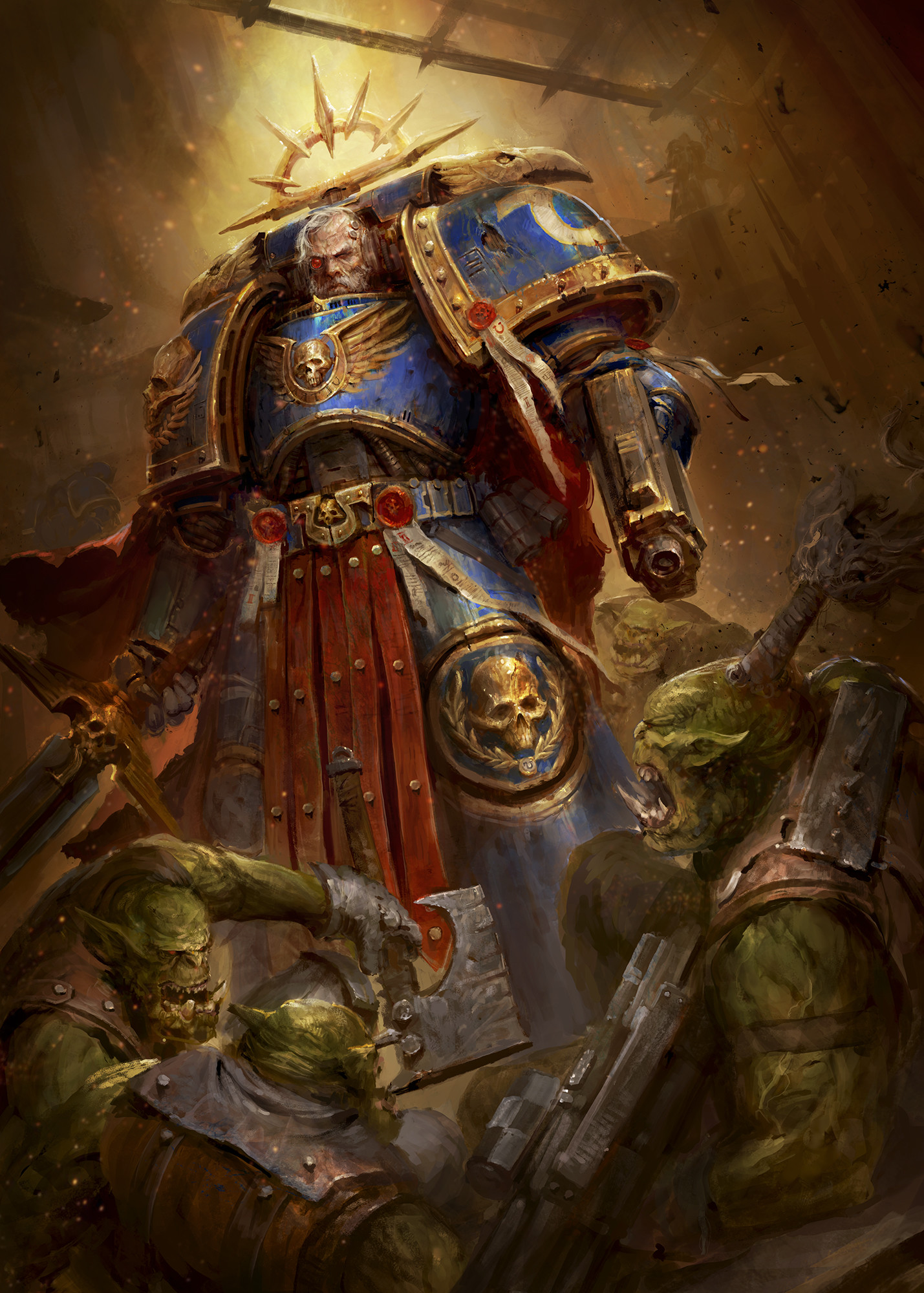 General 1429x2000 fantasy men artwork ArtStation low-angle space marines orcs Warhammer 40,000 Marneus Calgar Warhammer video game characters