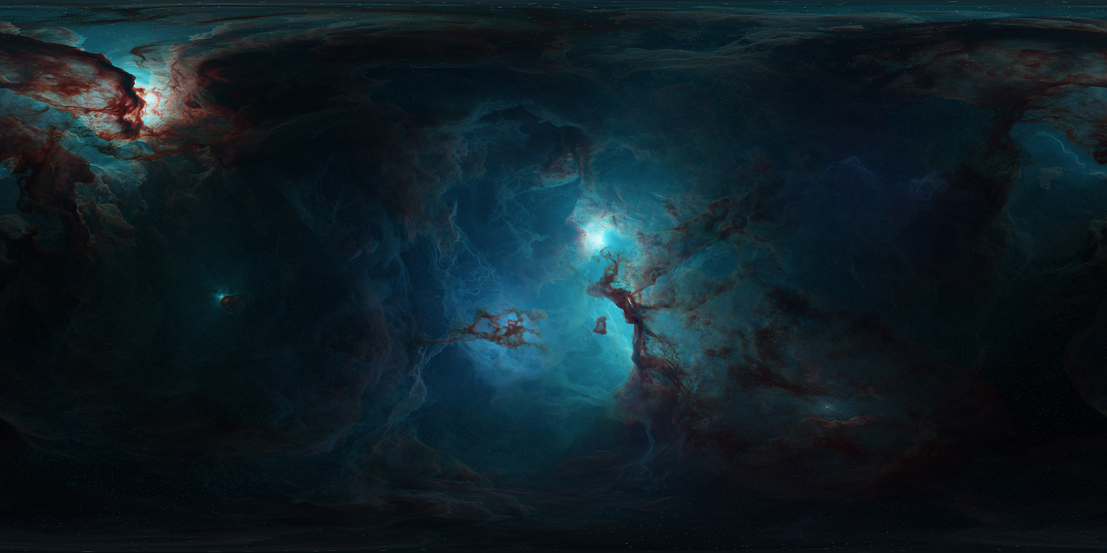 General 3840x1920 nebula CGI ArtStation digital art space universe blue