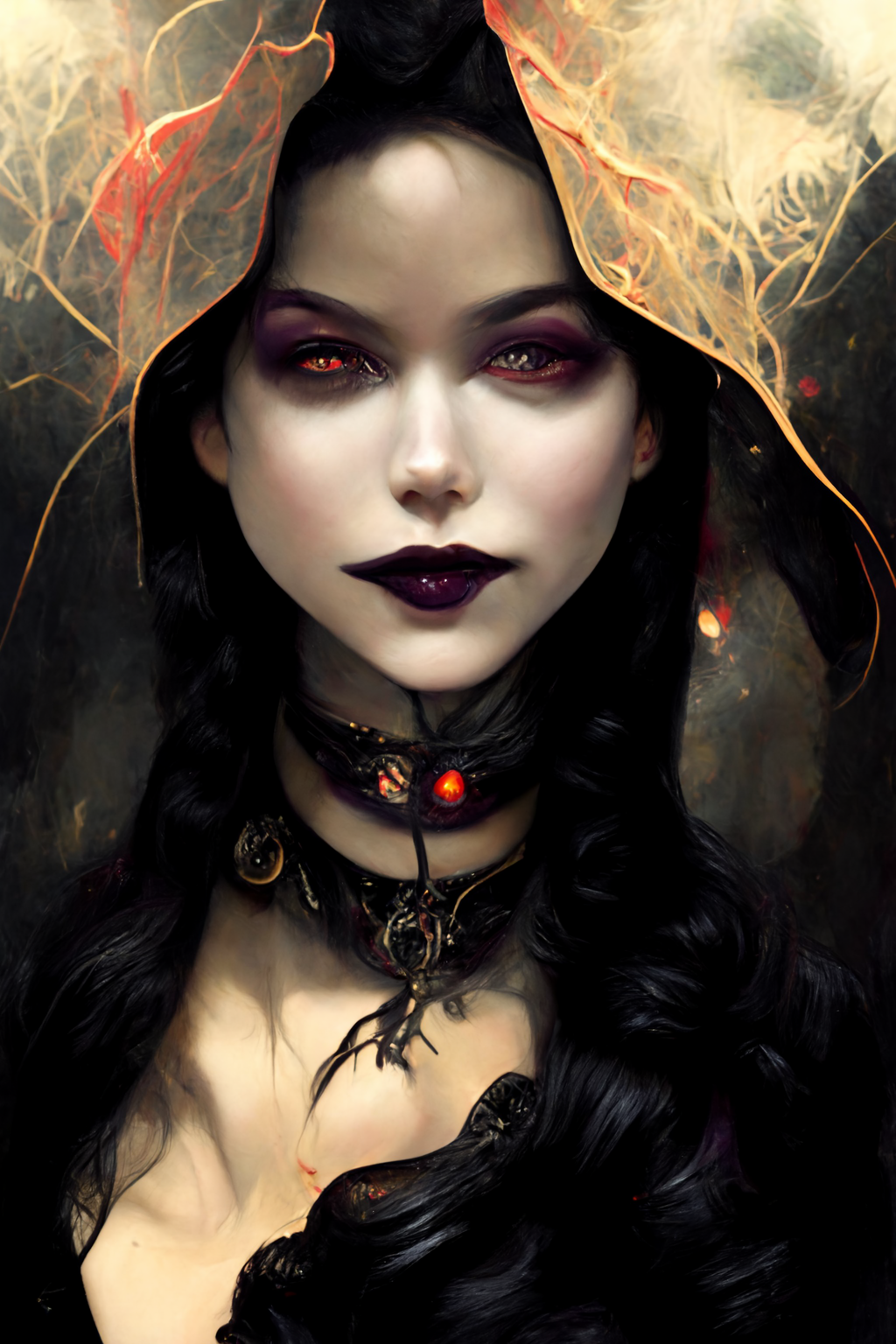 General 1024x1536 dark princess witch digital art character design  heterochromia AI art