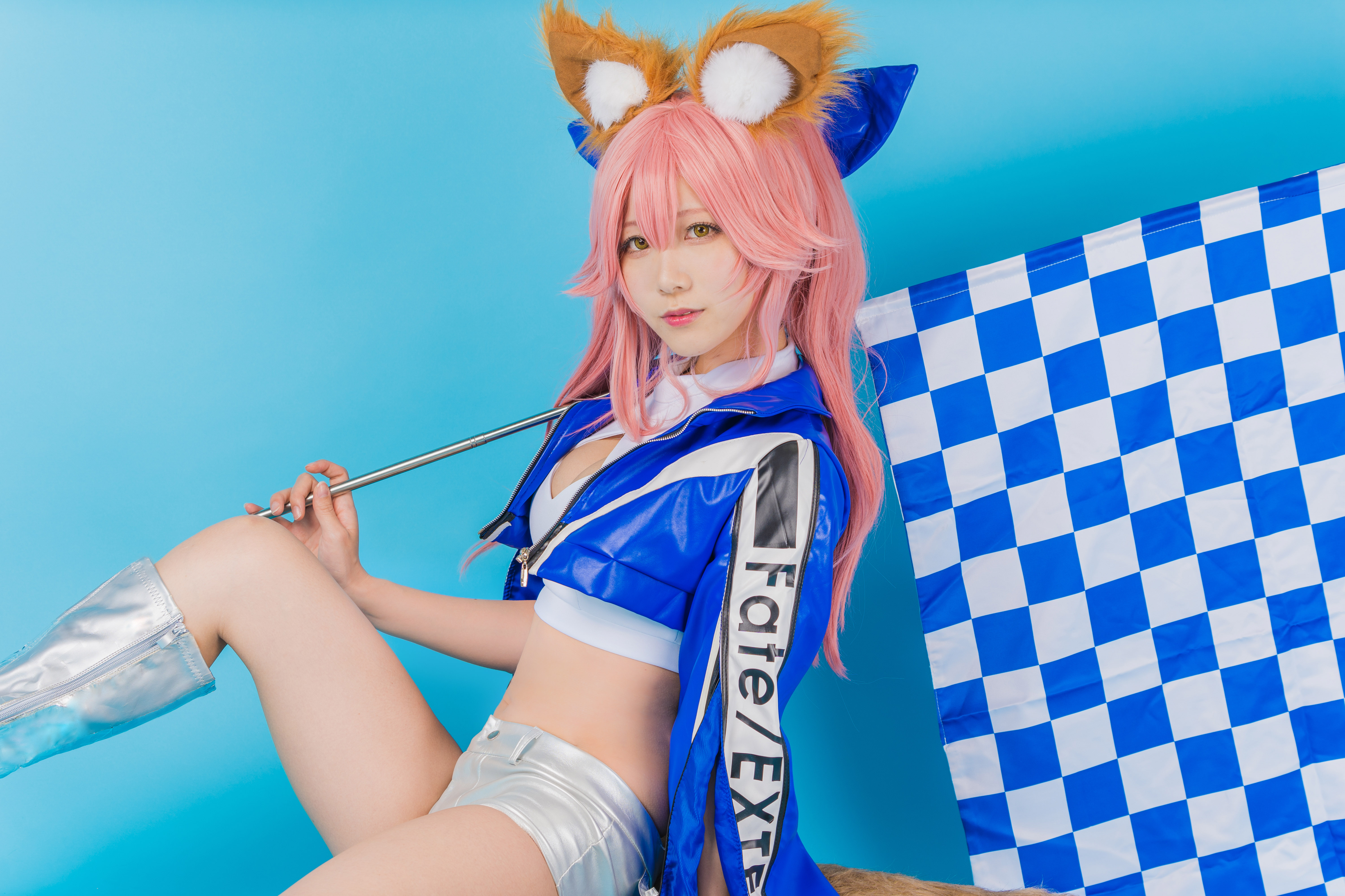 People 6000x4000 KenKen (model) Japanese model women Asian cosplay fox girl Race Queen Outfit Fate series Tamamo no Mae (fate/grand order) race flag