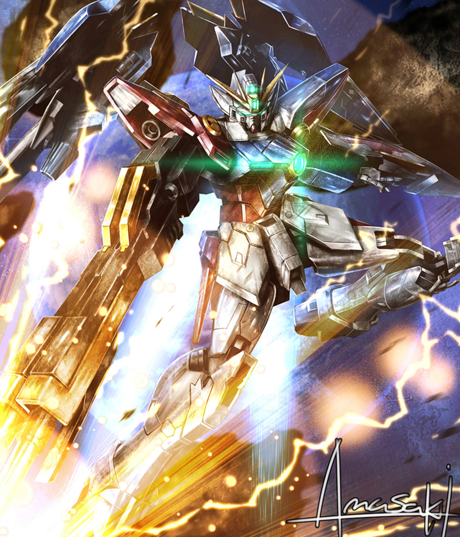 Anime 1600x1870 anime mechs Gundam Mobile Suit Gundam Wing Super Robot Taisen Wing Gundam Zero artwork digital art fan art