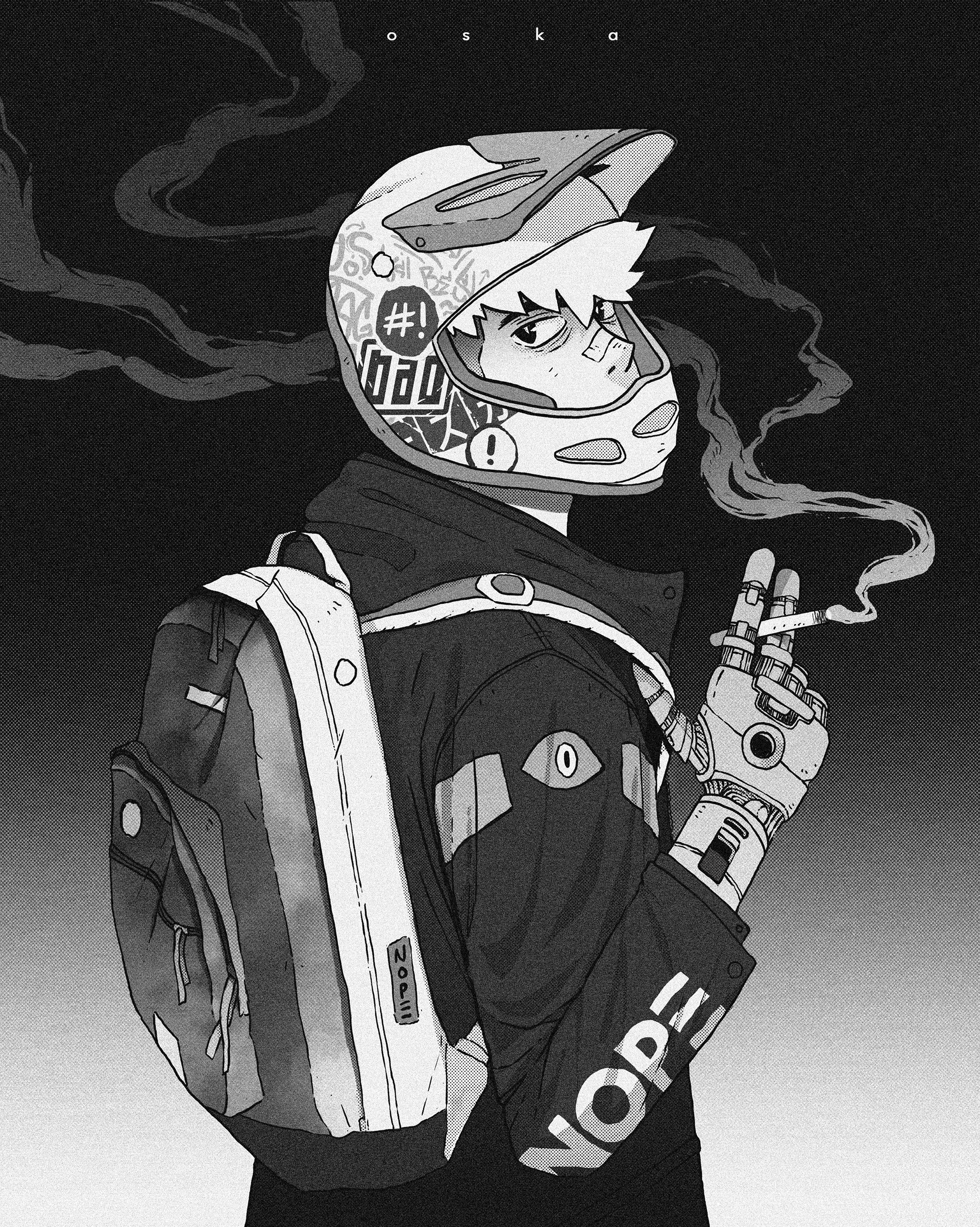 General 1920x2404 Oska digital art racing monochrome anime anime boys