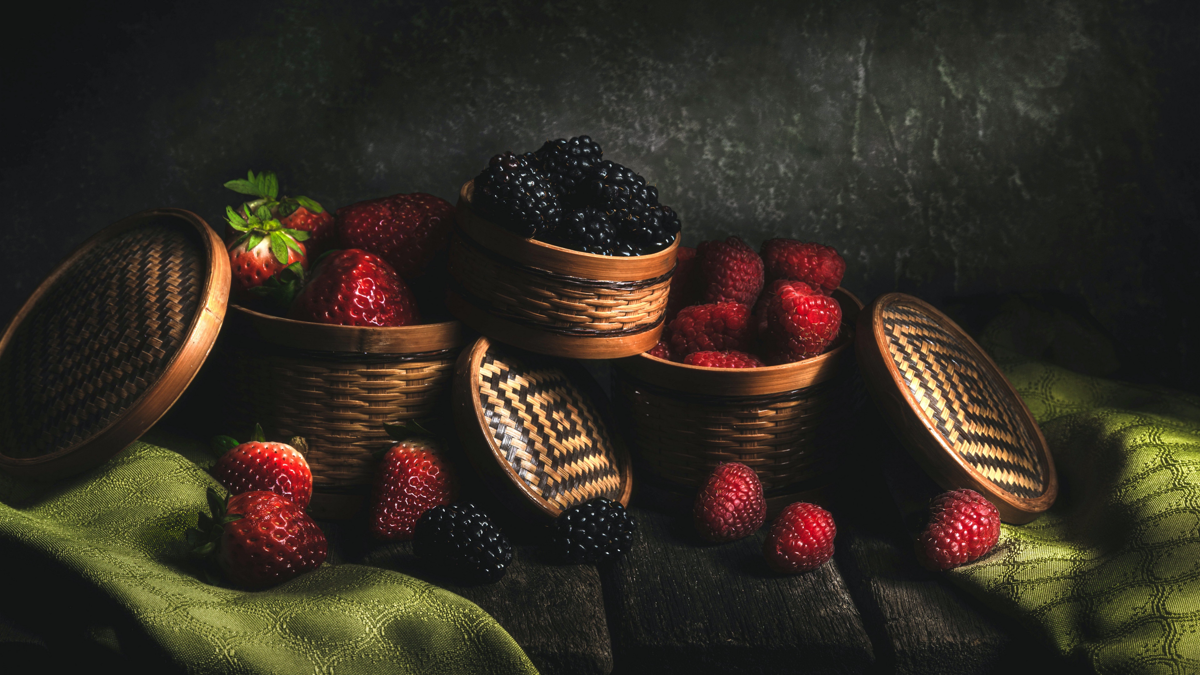 General 3840x2160 food still life fruit berries strawberries blackberries