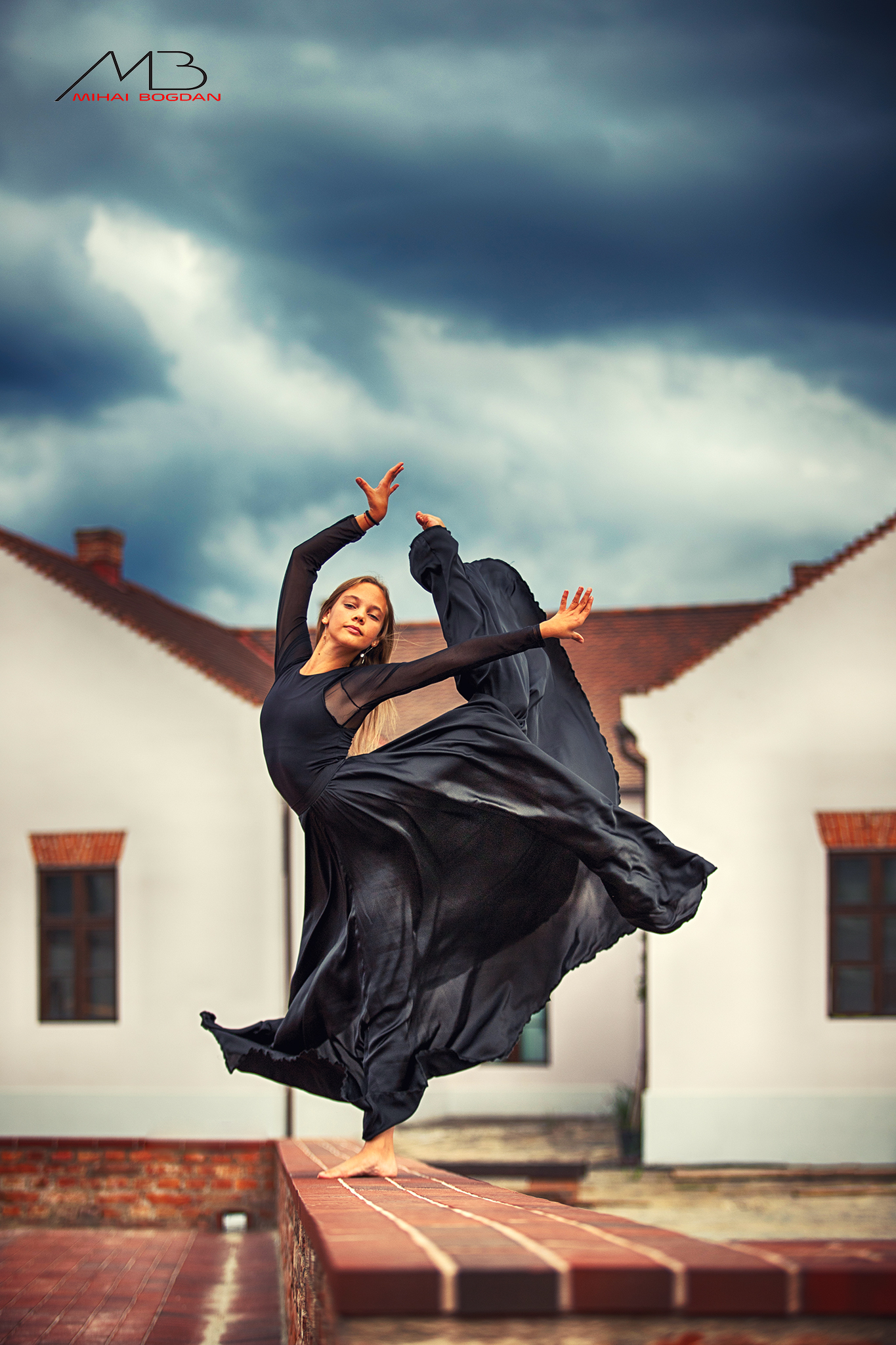 People 1365x2048 Mihai Romeo Bogdan women ballerina dress black clothing dancing barefoot outdoors overcast