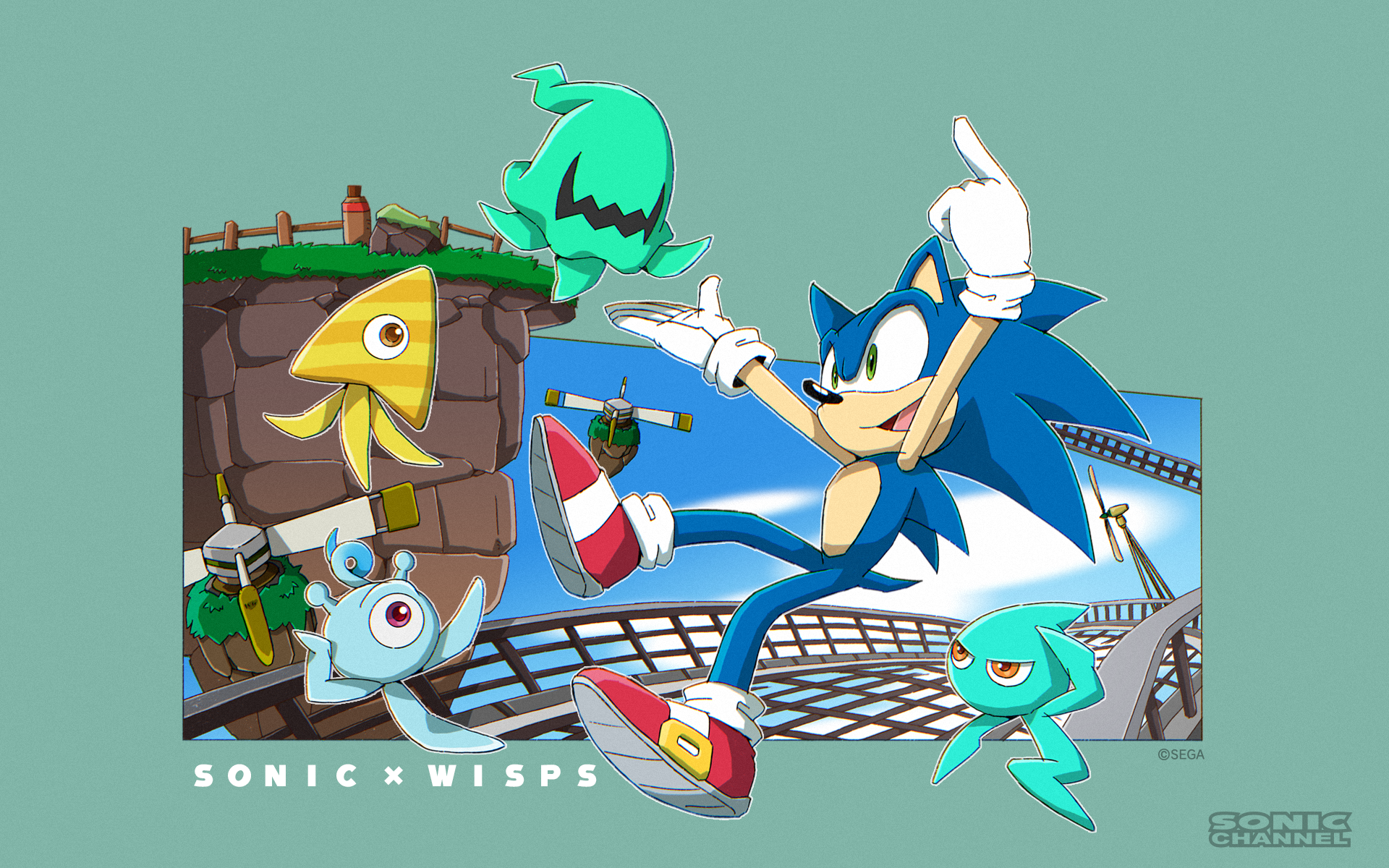 General 1920x1200 Sonic Sonic the Hedgehog Wisp  Sonic Colors Sega video game art comic art September PC gaming digital art simple background watermarked